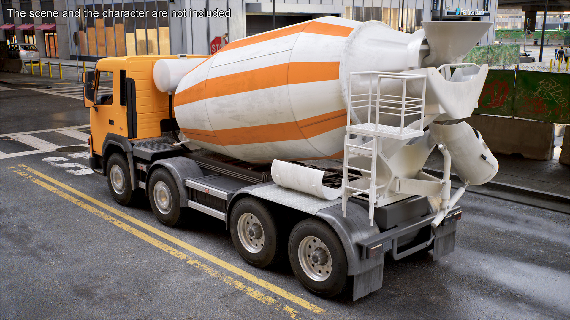 3D Concrete Mixer Truck Rigged for Maya