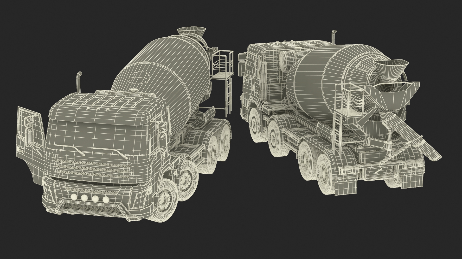 3D Concrete Mixer Truck Rigged for Maya