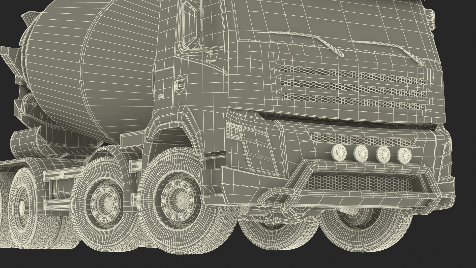3D Concrete Mixer Truck Rigged for Maya