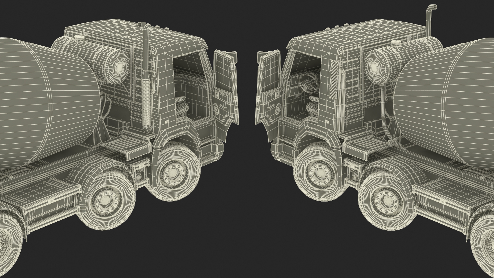 3D Concrete Mixer Truck Rigged for Maya
