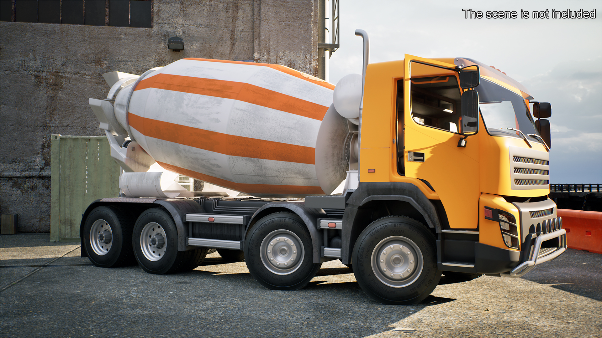 3D Concrete Mixer Truck Rigged for Maya