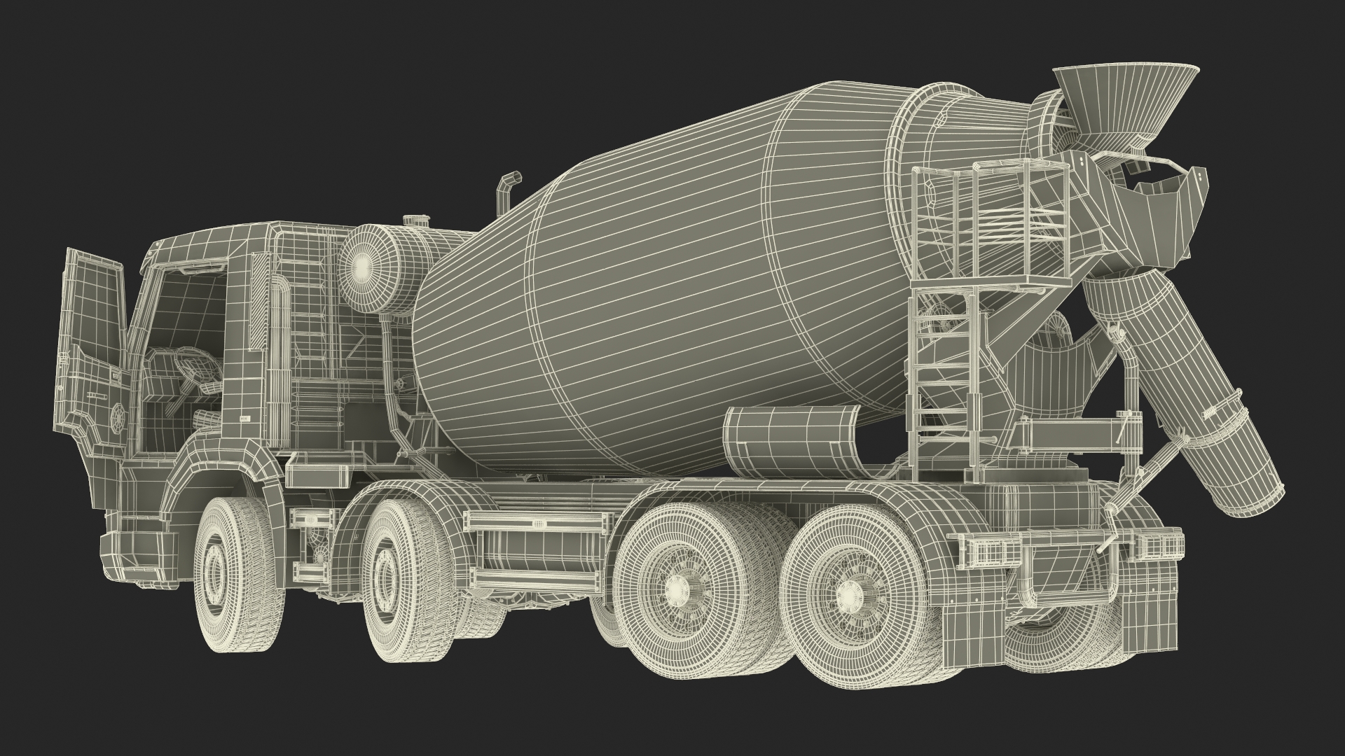 3D Concrete Mixer Truck Rigged for Maya
