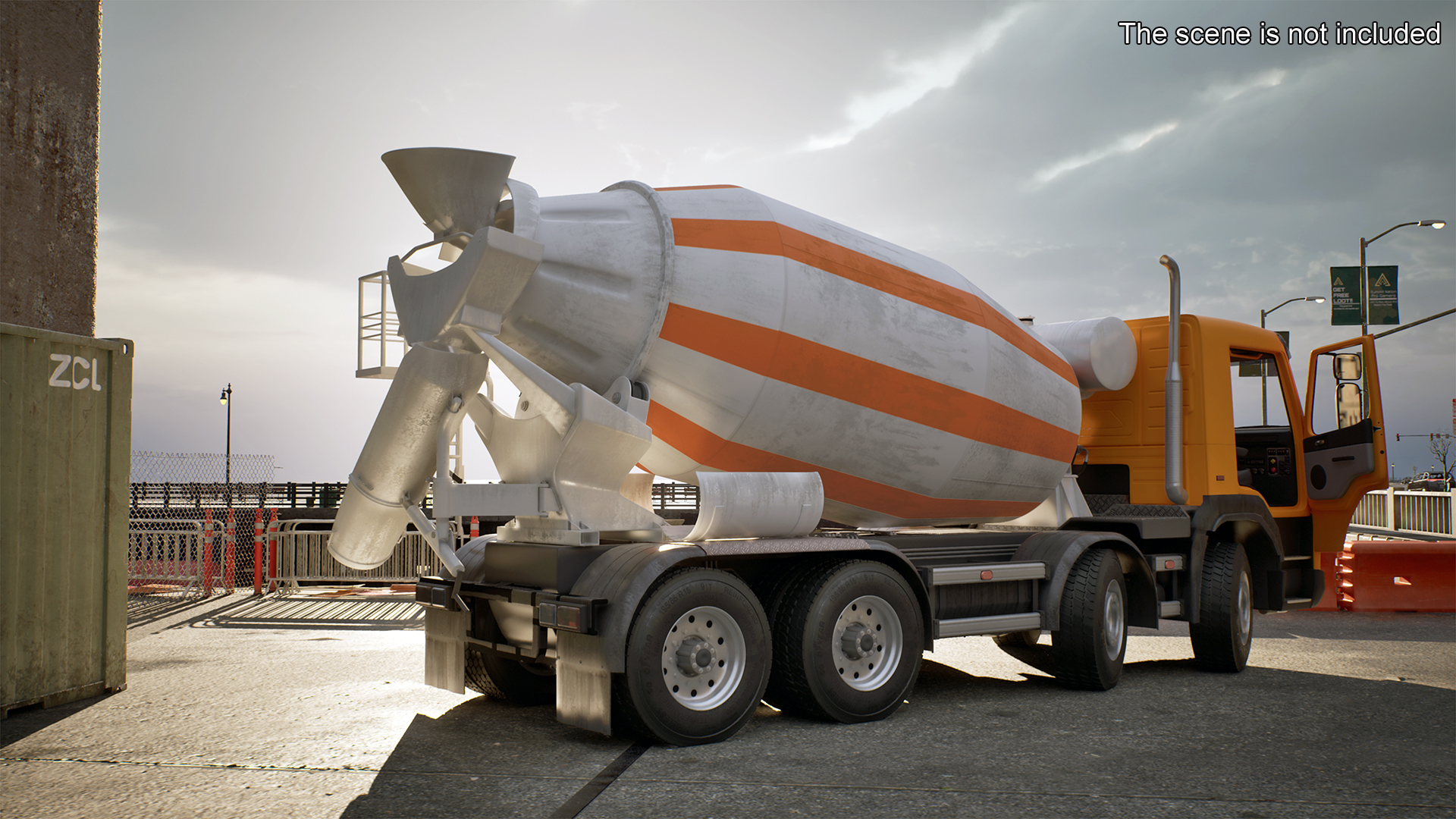 3D Concrete Mixer Truck Rigged for Maya