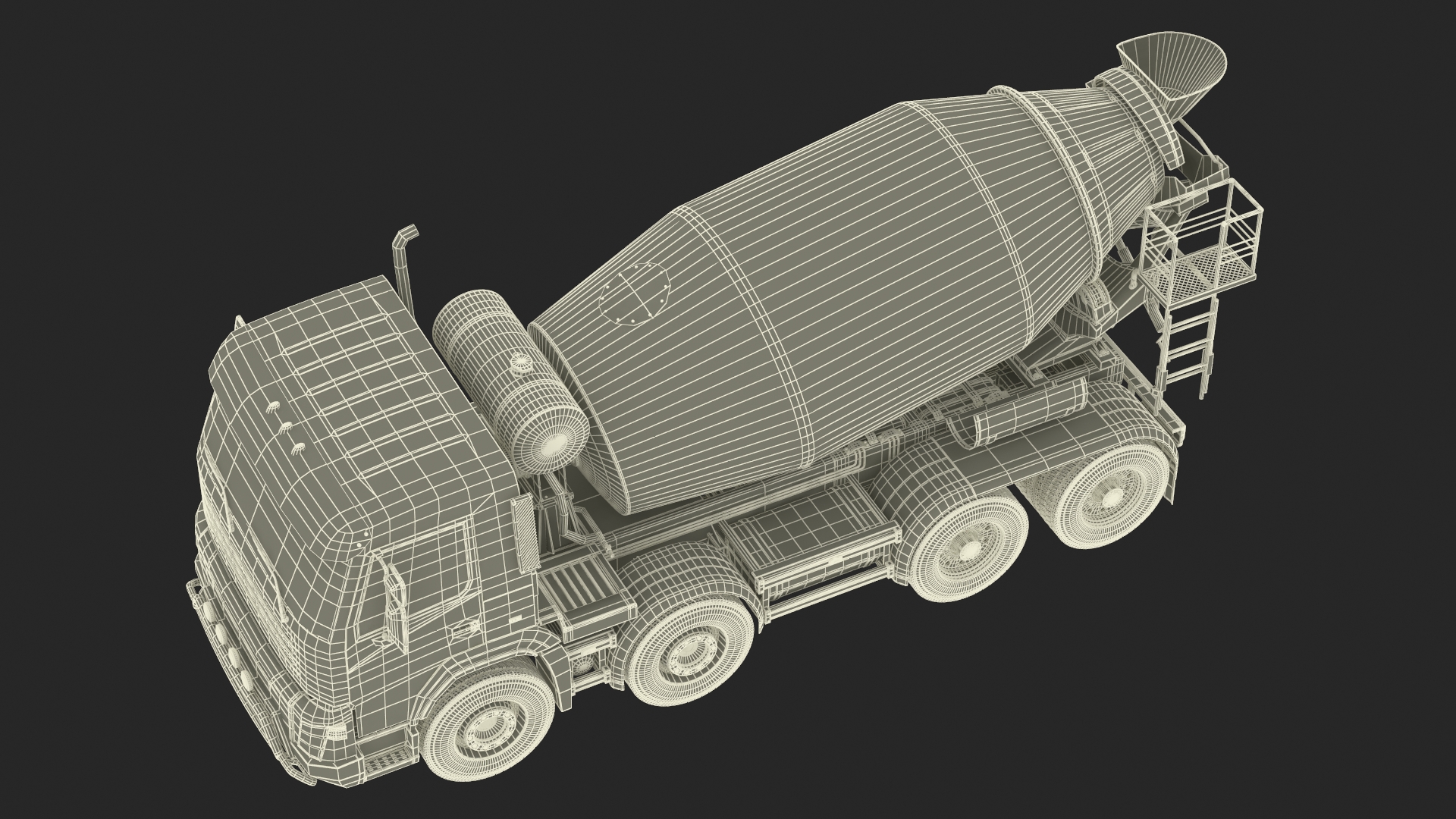 3D Concrete Mixer Truck Rigged for Maya