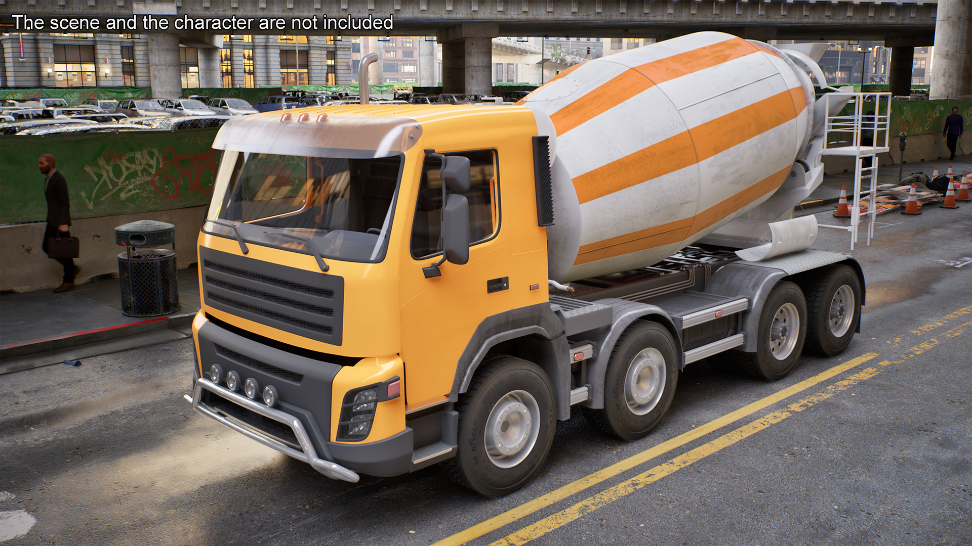 3D Concrete Mixer Truck Rigged for Maya