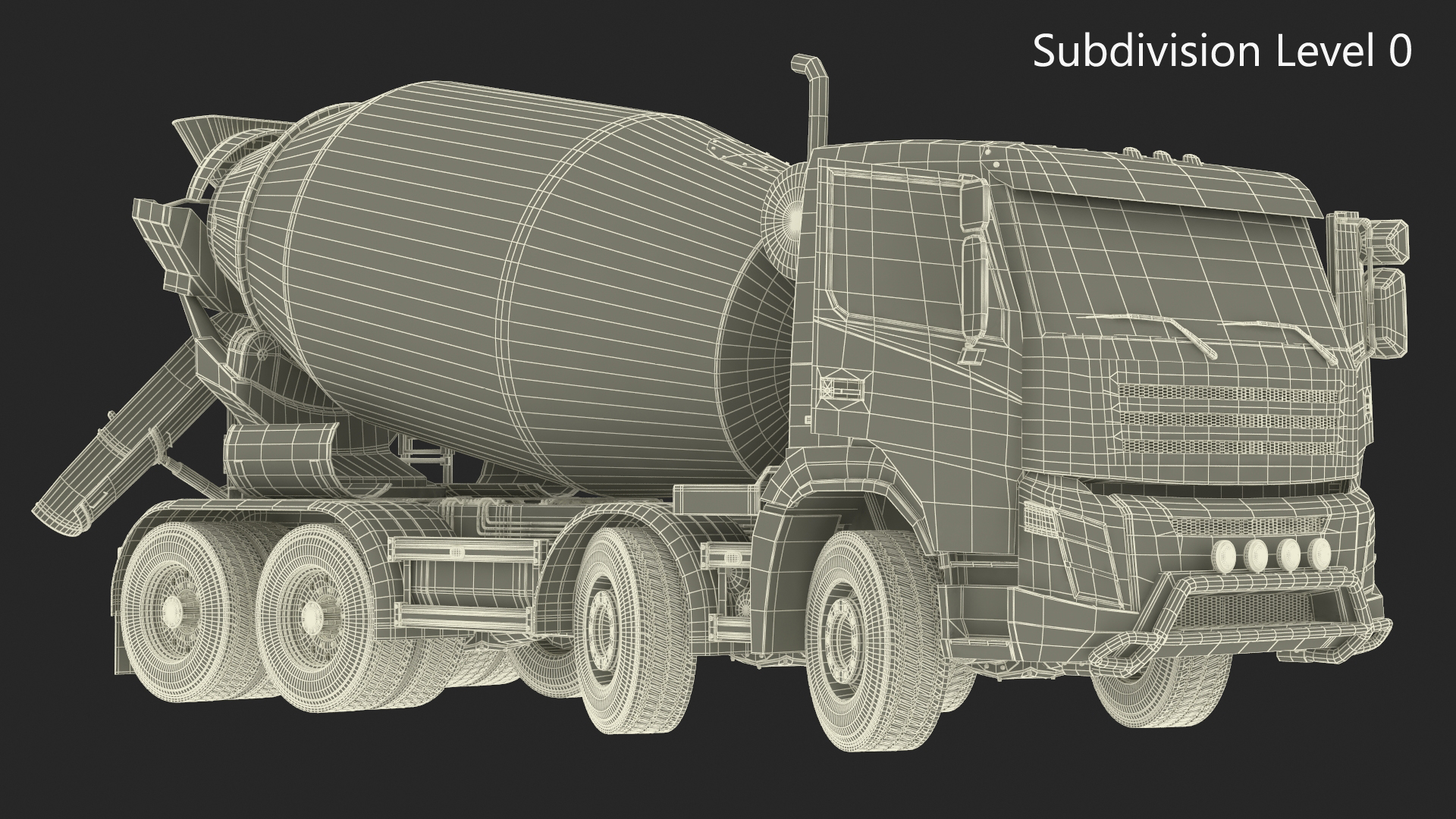 3D Concrete Mixer Truck Rigged for Maya