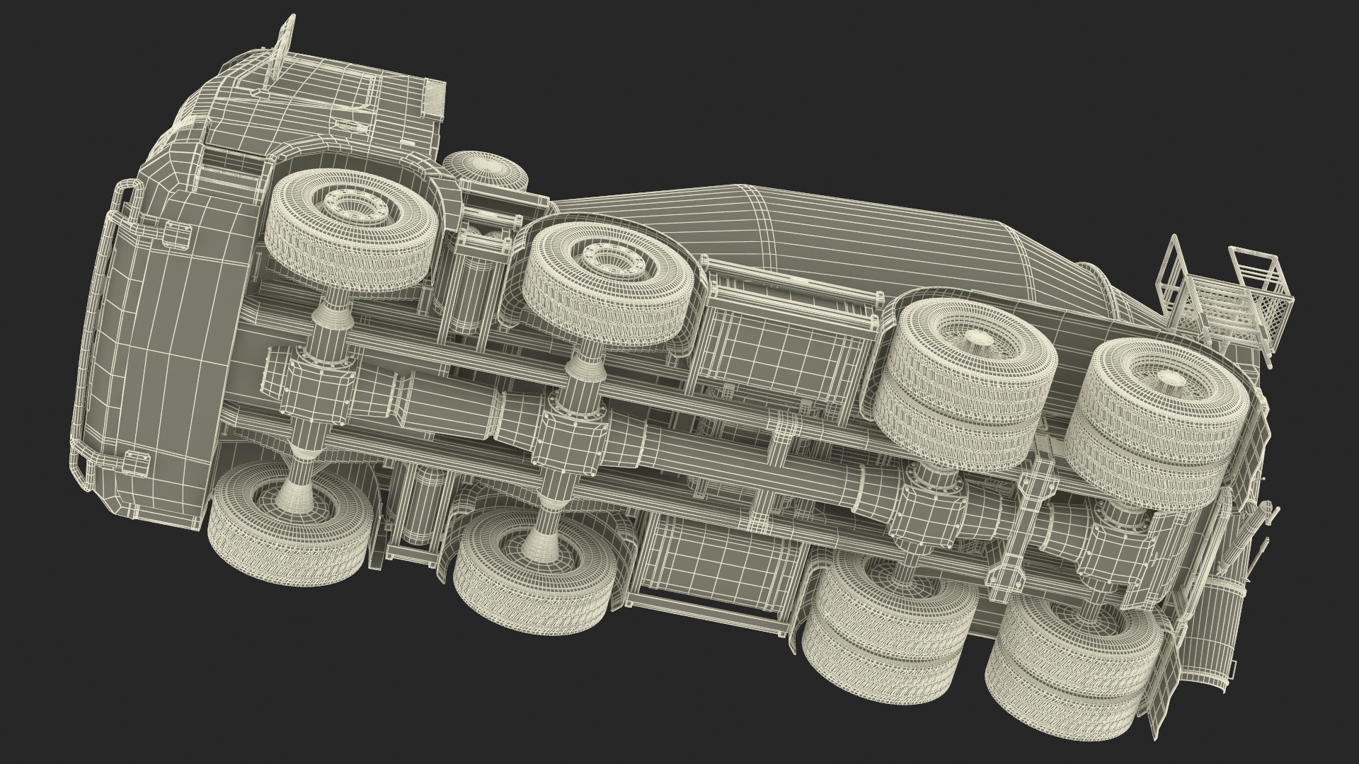 3D Concrete Mixer Truck Rigged for Maya