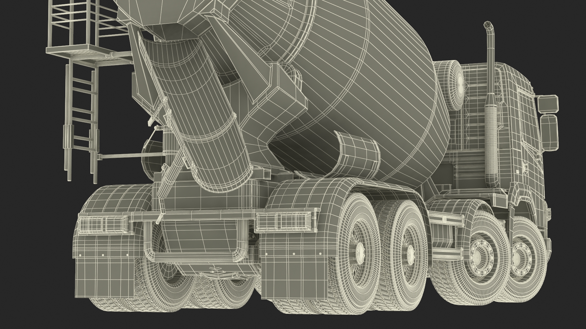 3D Concrete Mixer Truck Rigged for Maya