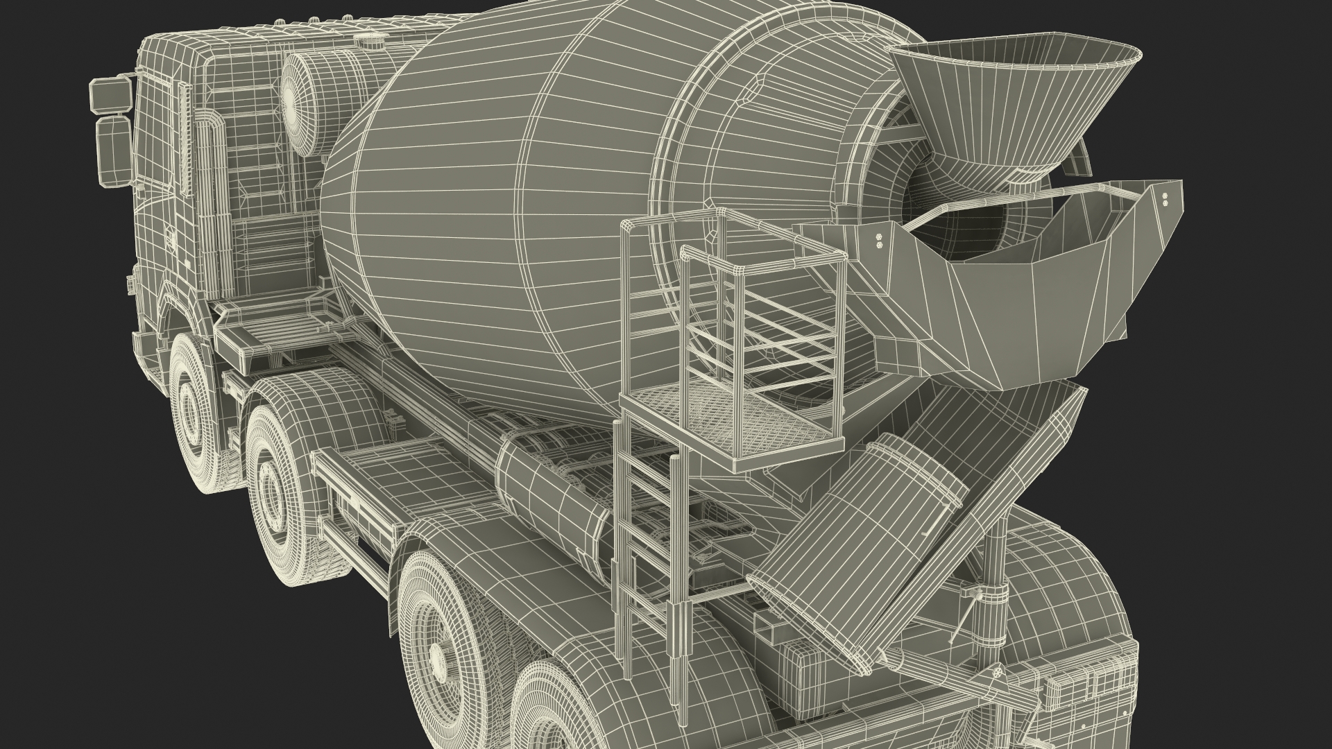 3D Concrete Mixer Truck Rigged for Maya