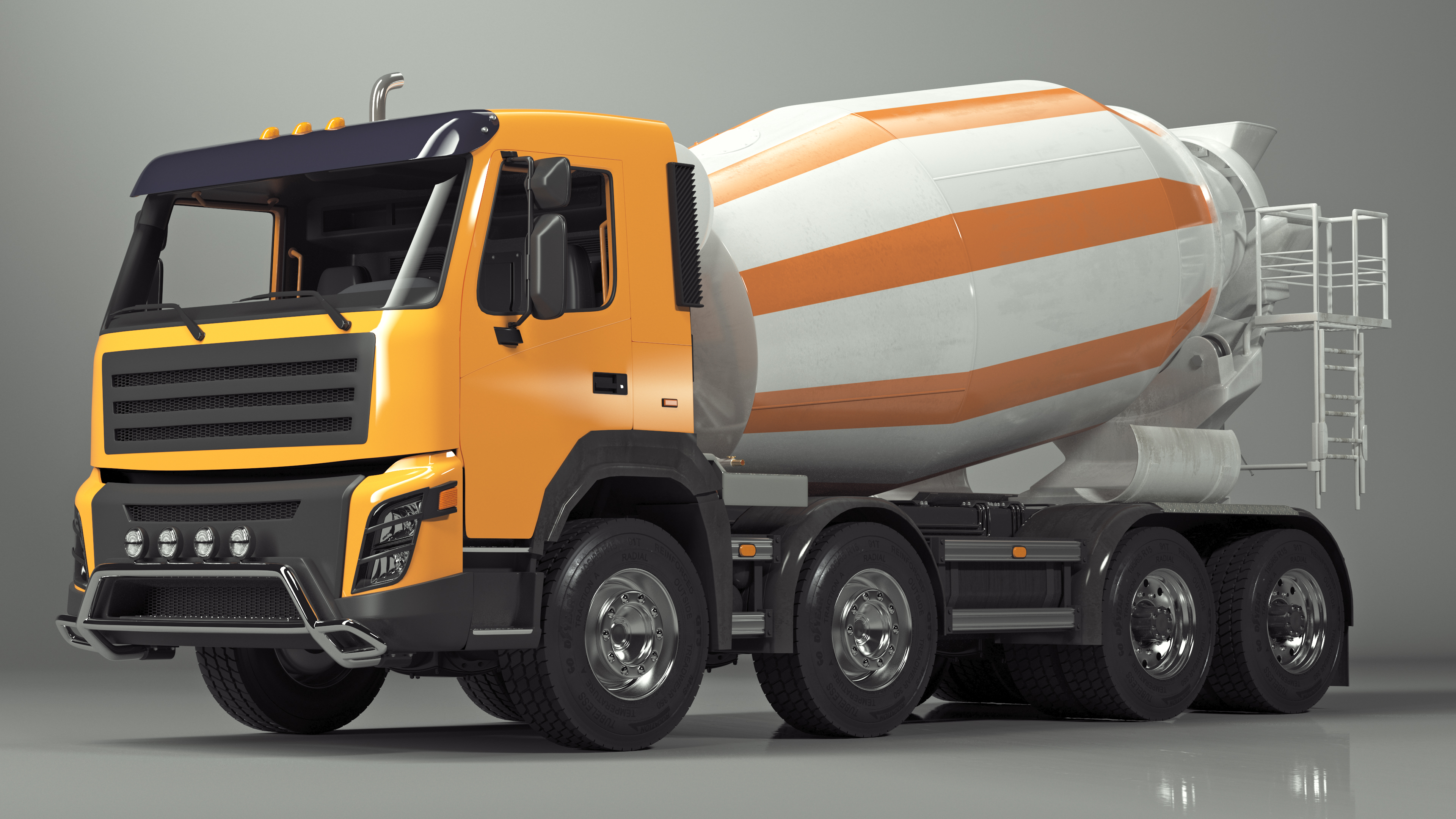 3D Concrete Mixer Truck Rigged for Maya