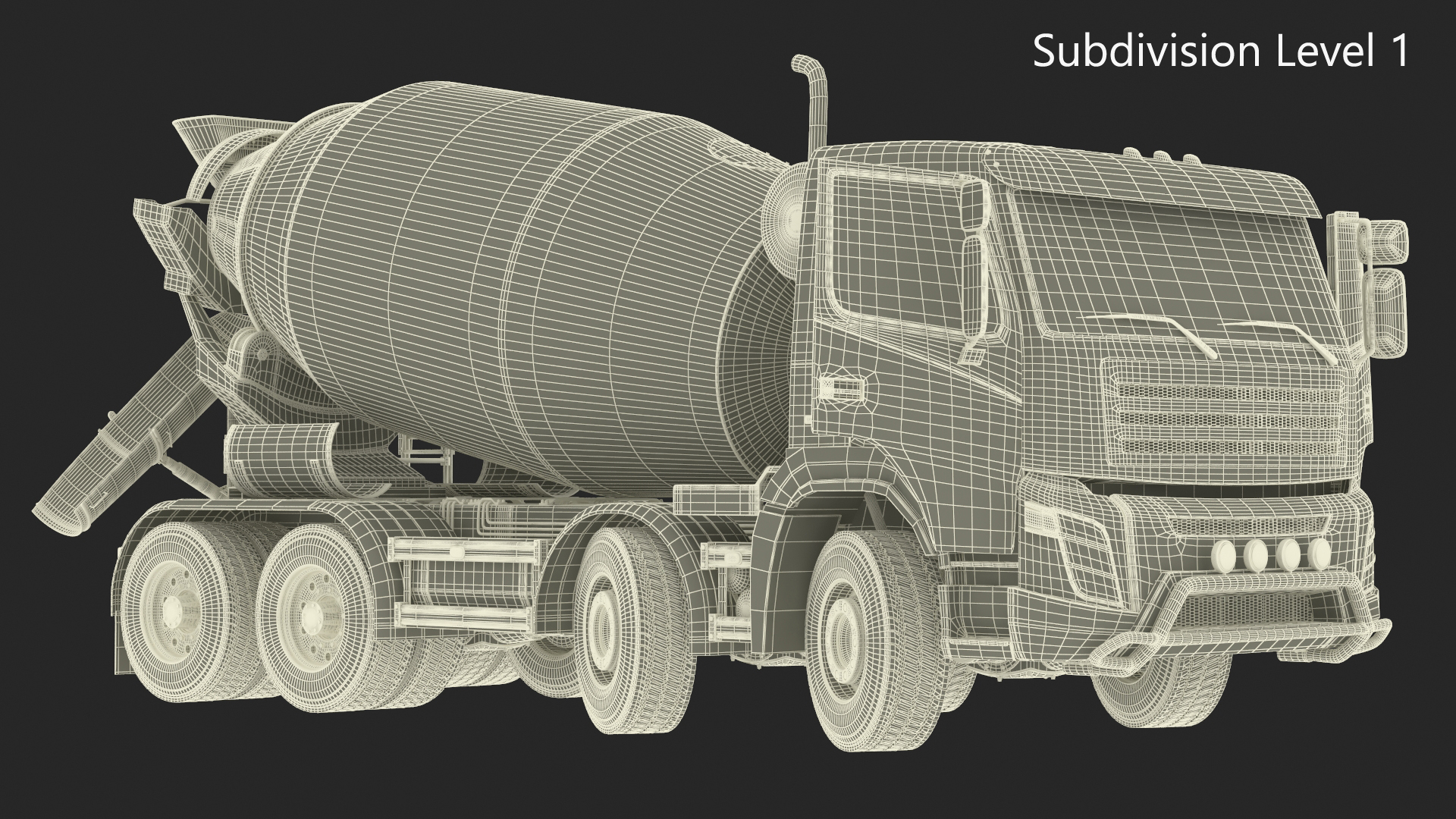 3D Concrete Mixer Truck Rigged for Maya