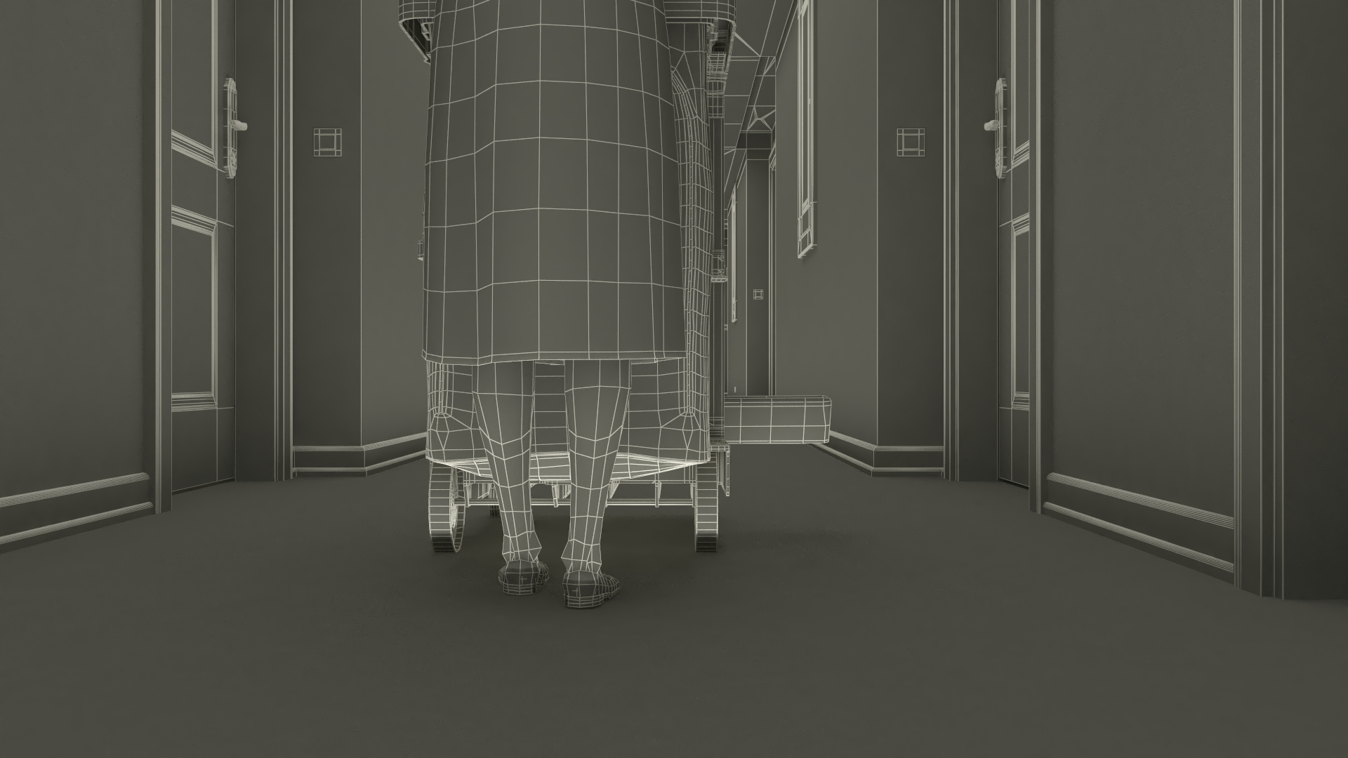 3D model Tourists in Hotel Hallway