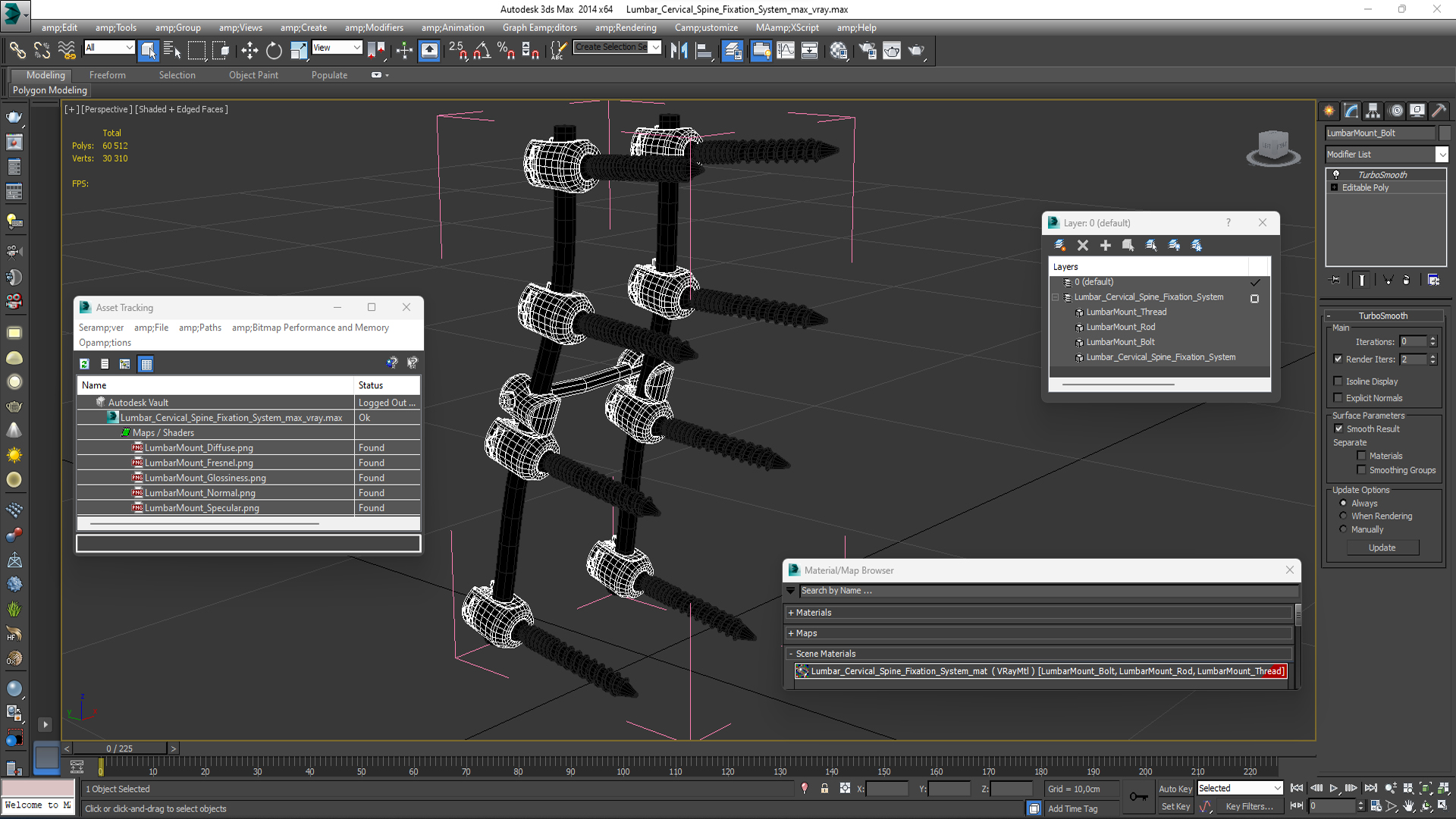 Lumbar Cervical Spine Fixation System 3D