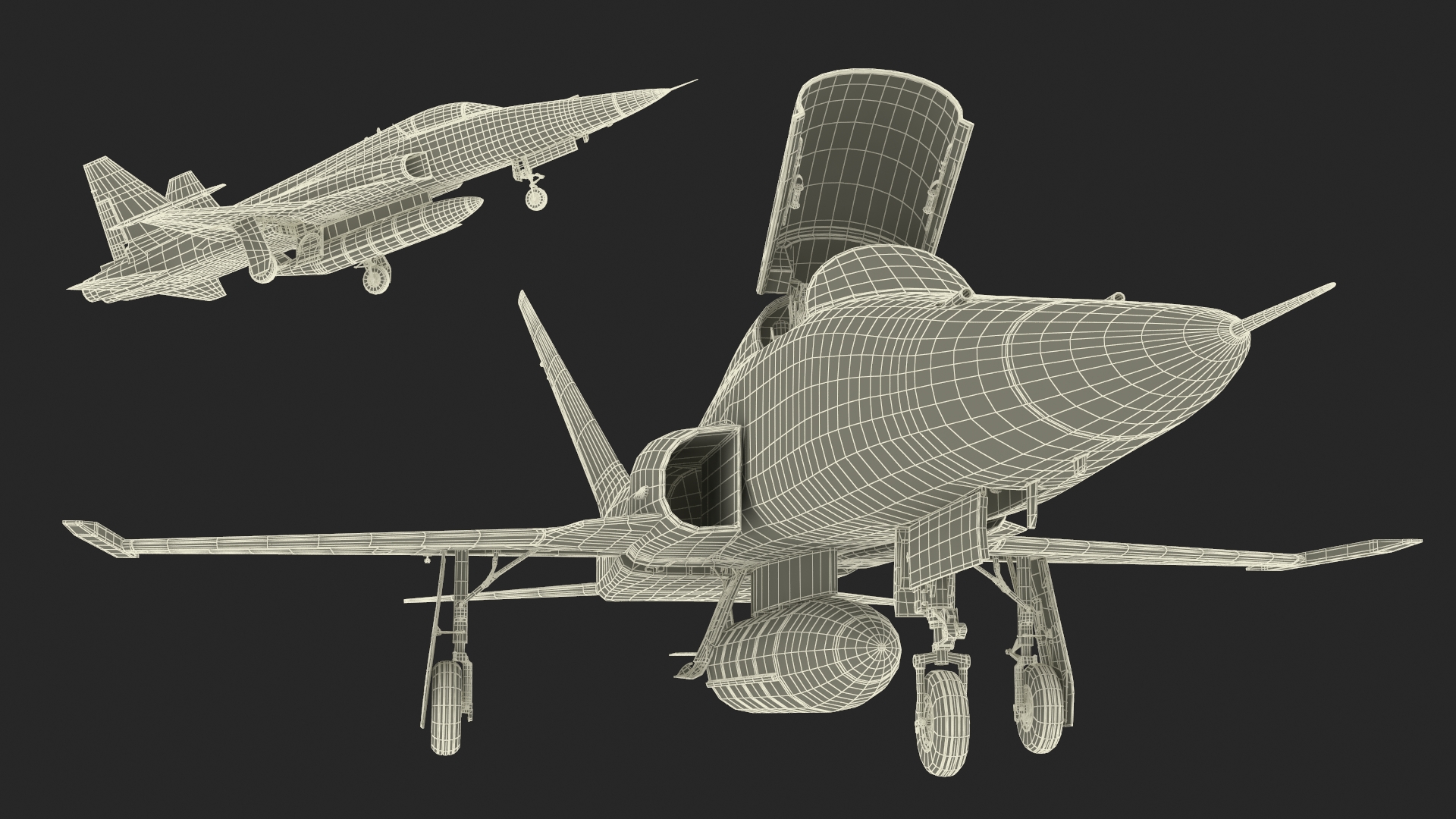 3D Military Camouflaged Fighter Jet with Pilot model