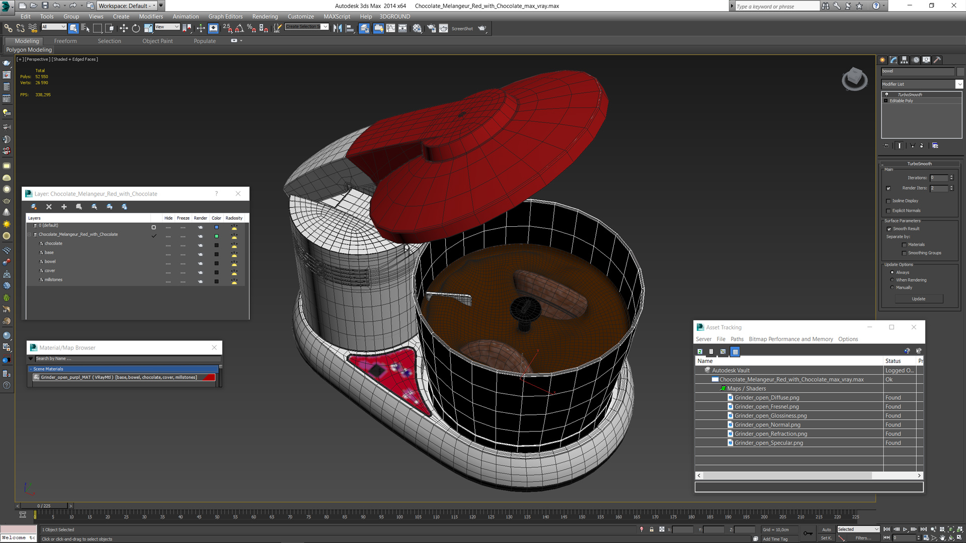 3D Chocolate Melangeur Red with Chocolate model