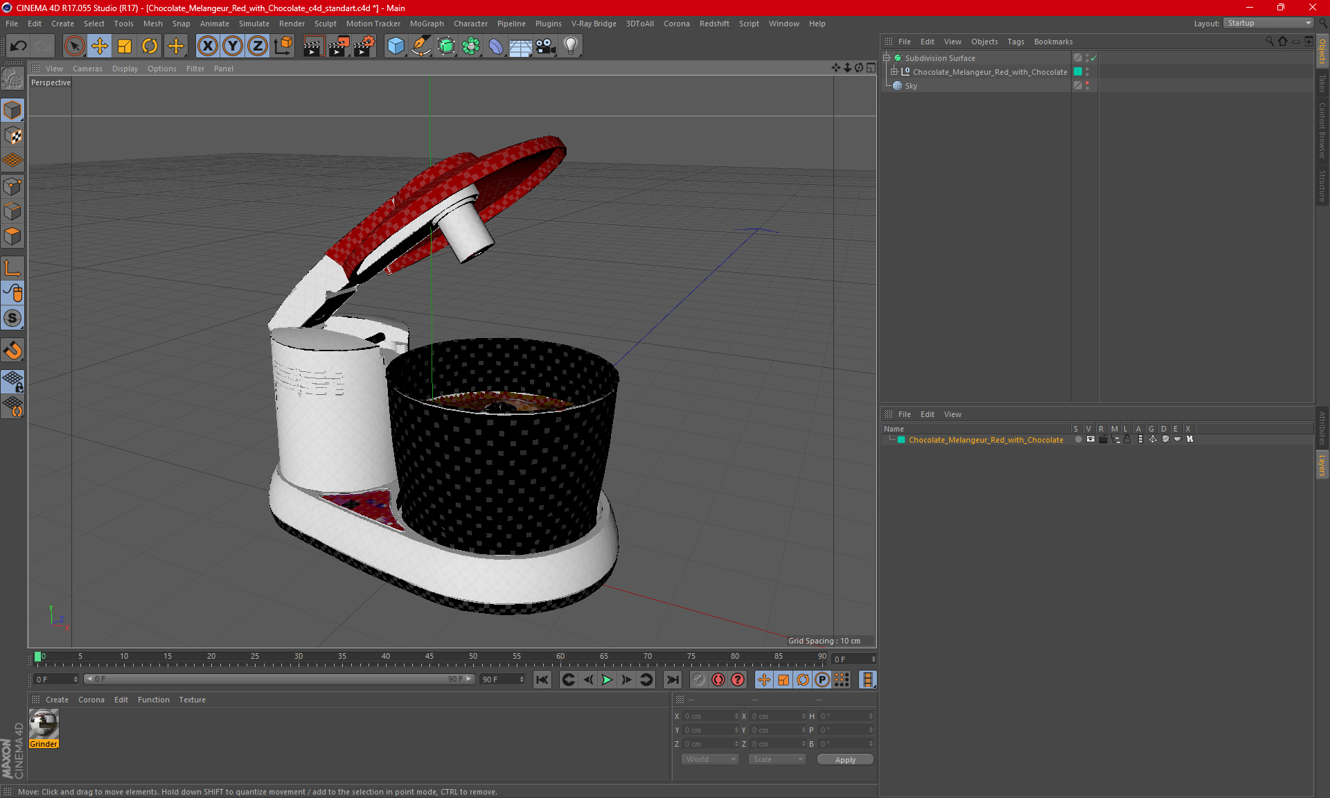 3D Chocolate Melangeur Red with Chocolate model