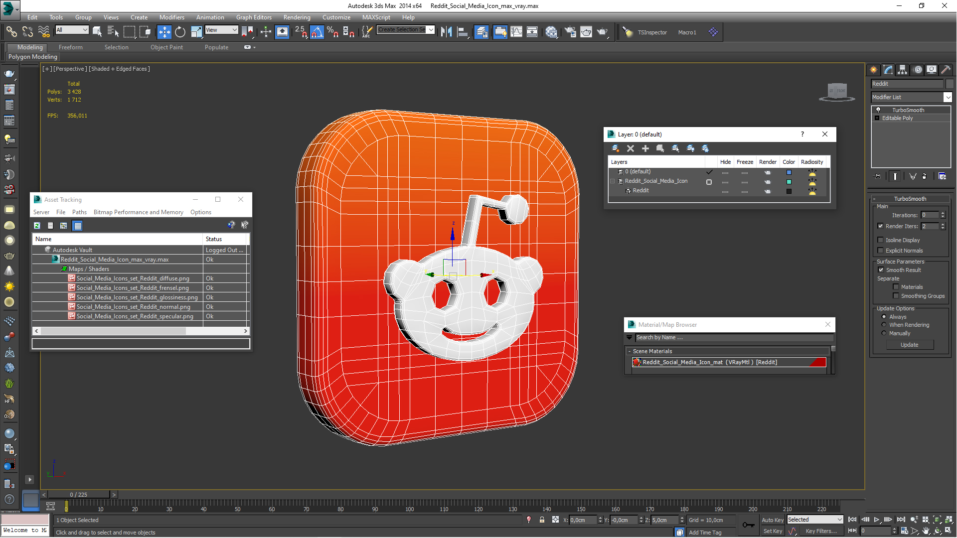 Reddit Social Media Icon 3D model