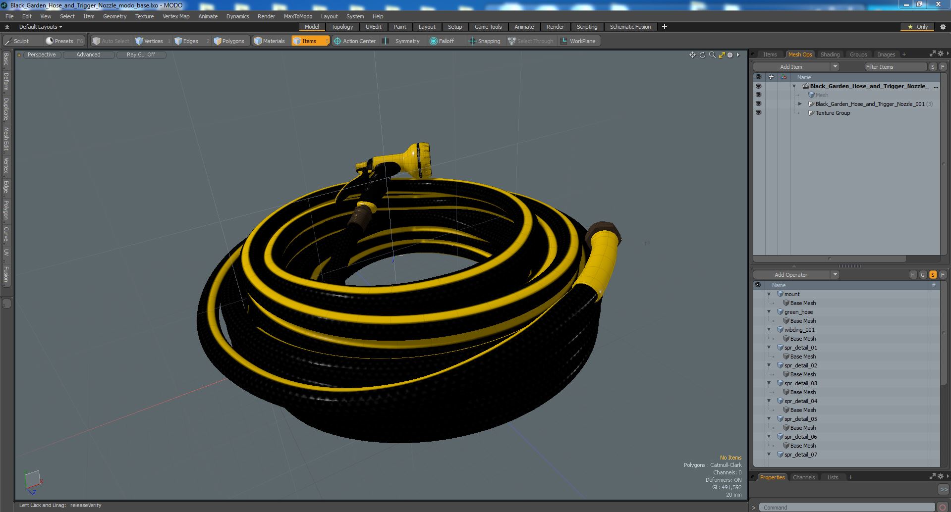 3D Black Garden Hose and Trigger Nozzle