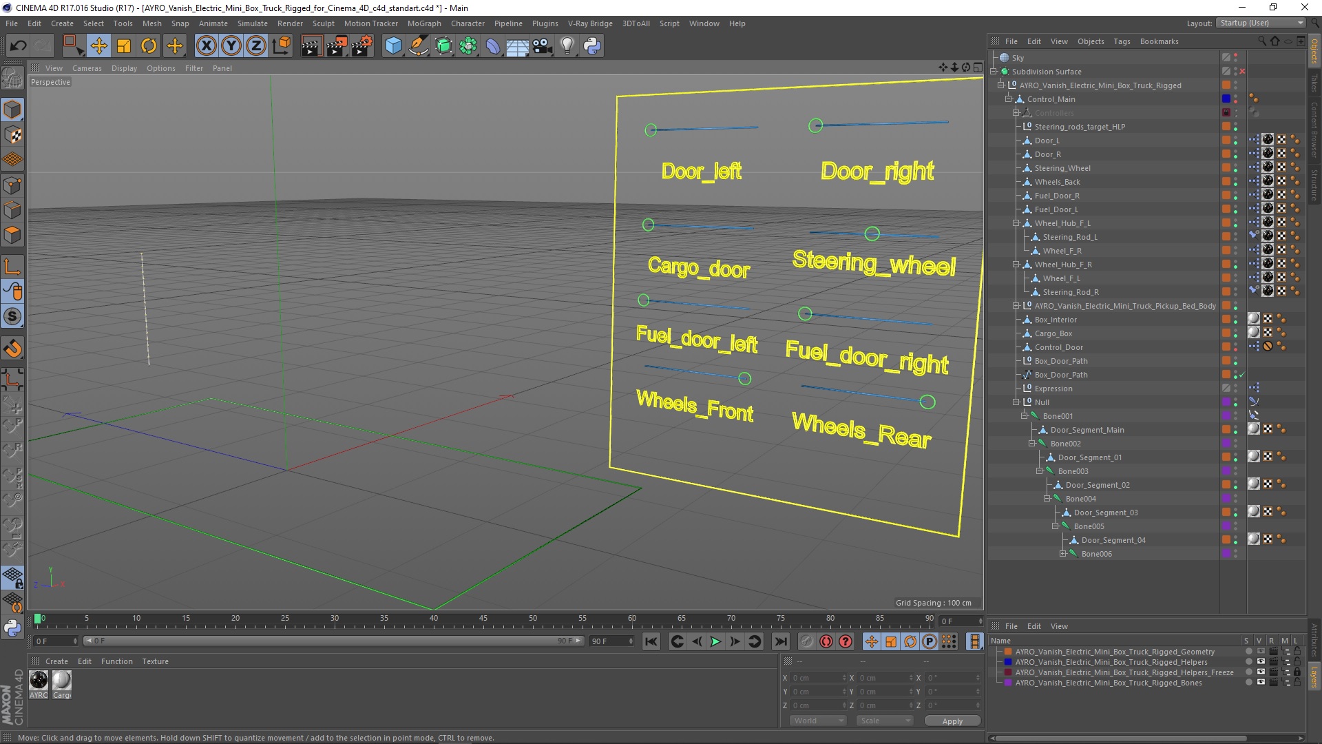 3D AYRO Vanish Electric Mini Box Truck Rigged for Cinema 4D