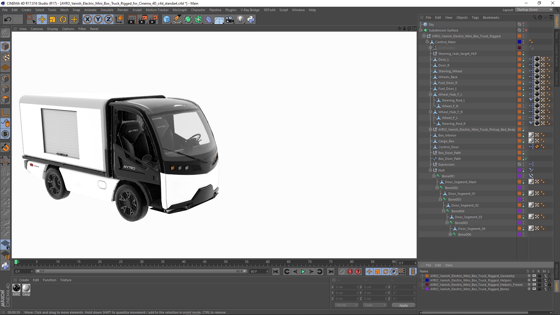 3D AYRO Vanish Electric Mini Box Truck Rigged for Cinema 4D
