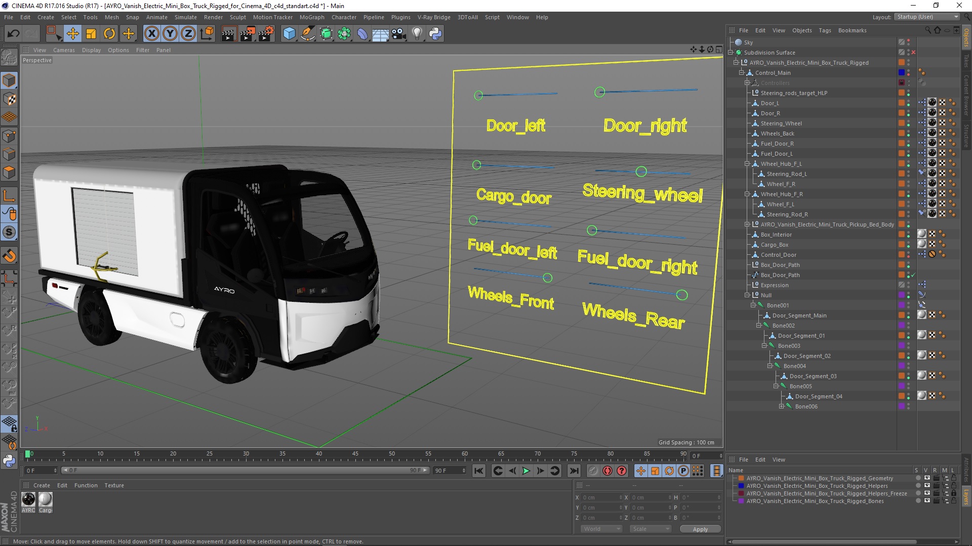 3D AYRO Vanish Electric Mini Box Truck Rigged for Cinema 4D