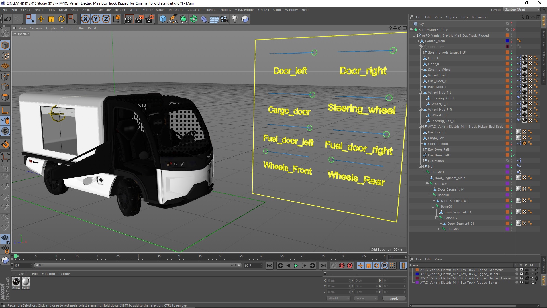 3D AYRO Vanish Electric Mini Box Truck Rigged for Cinema 4D