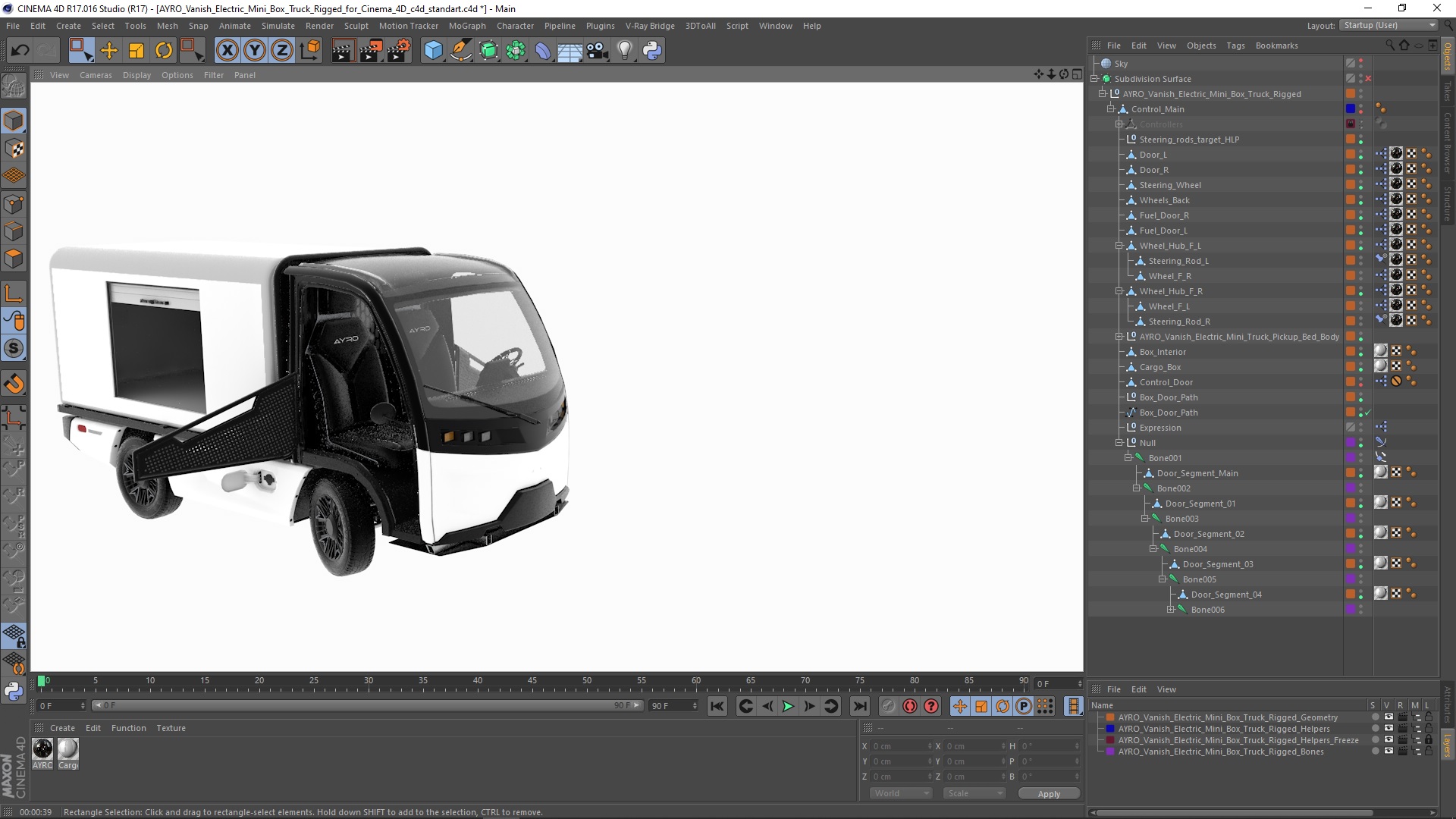3D AYRO Vanish Electric Mini Box Truck Rigged for Cinema 4D