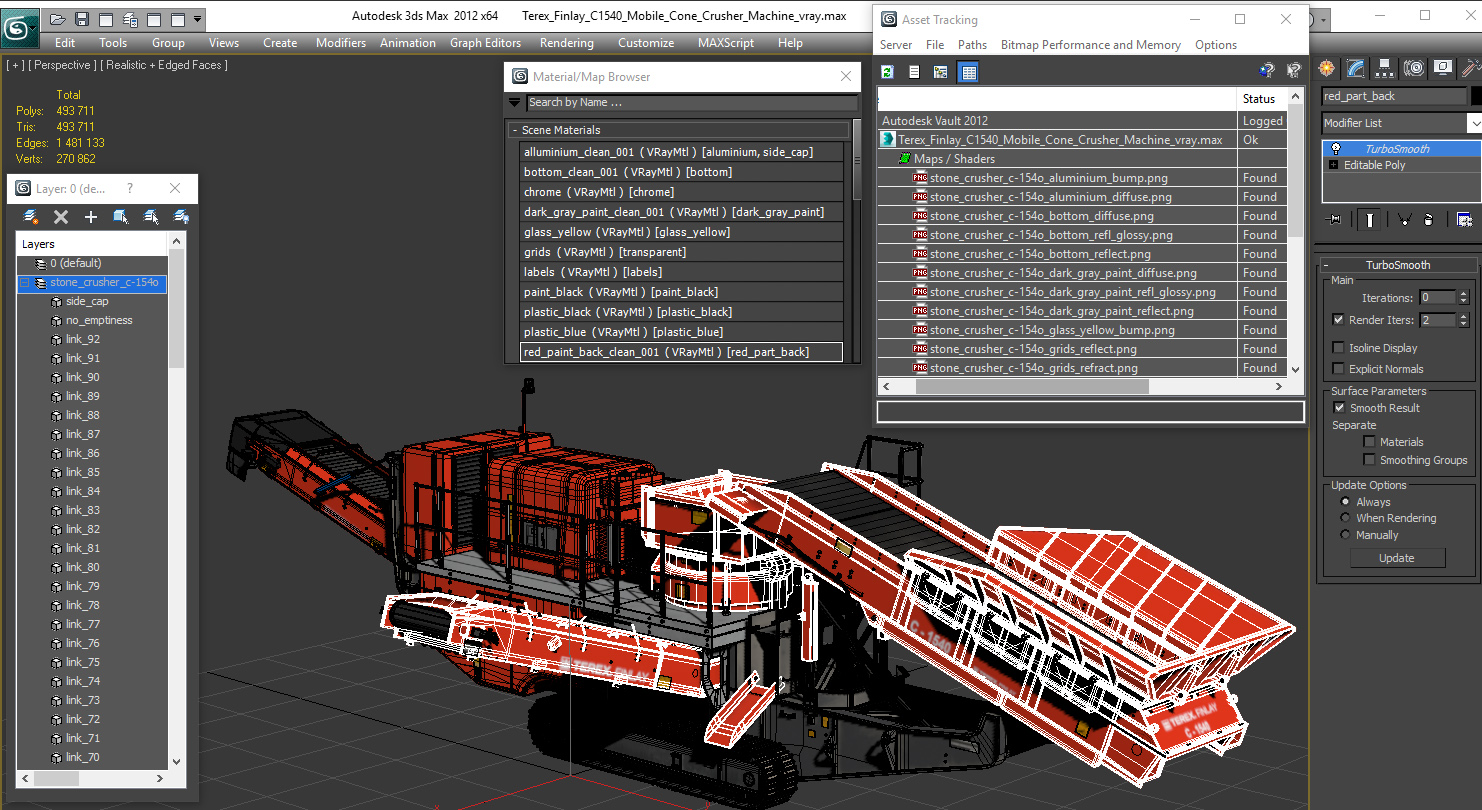 3D Terex Finlay C1540 Mobile Cone Crusher Machine