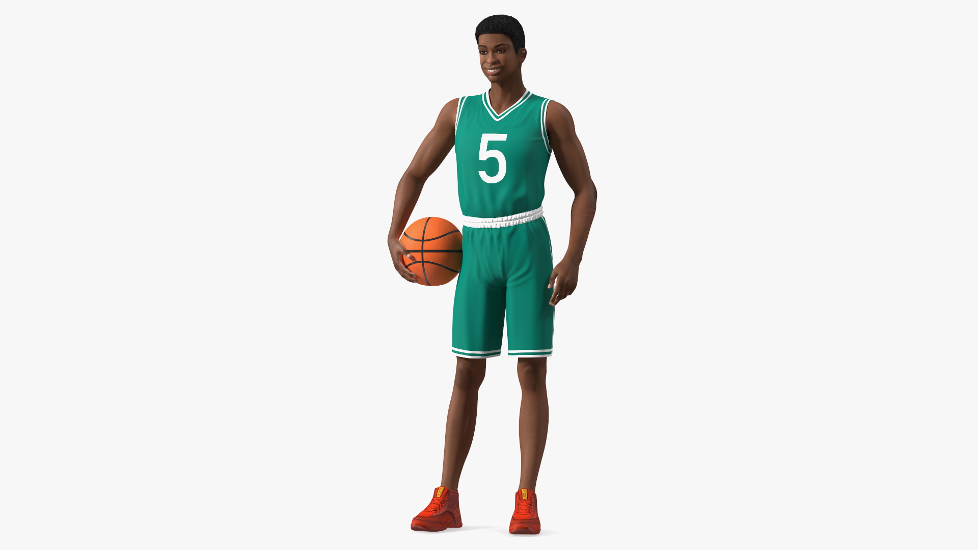 3D Light Skin Teenager Basketball Player Standing Pose