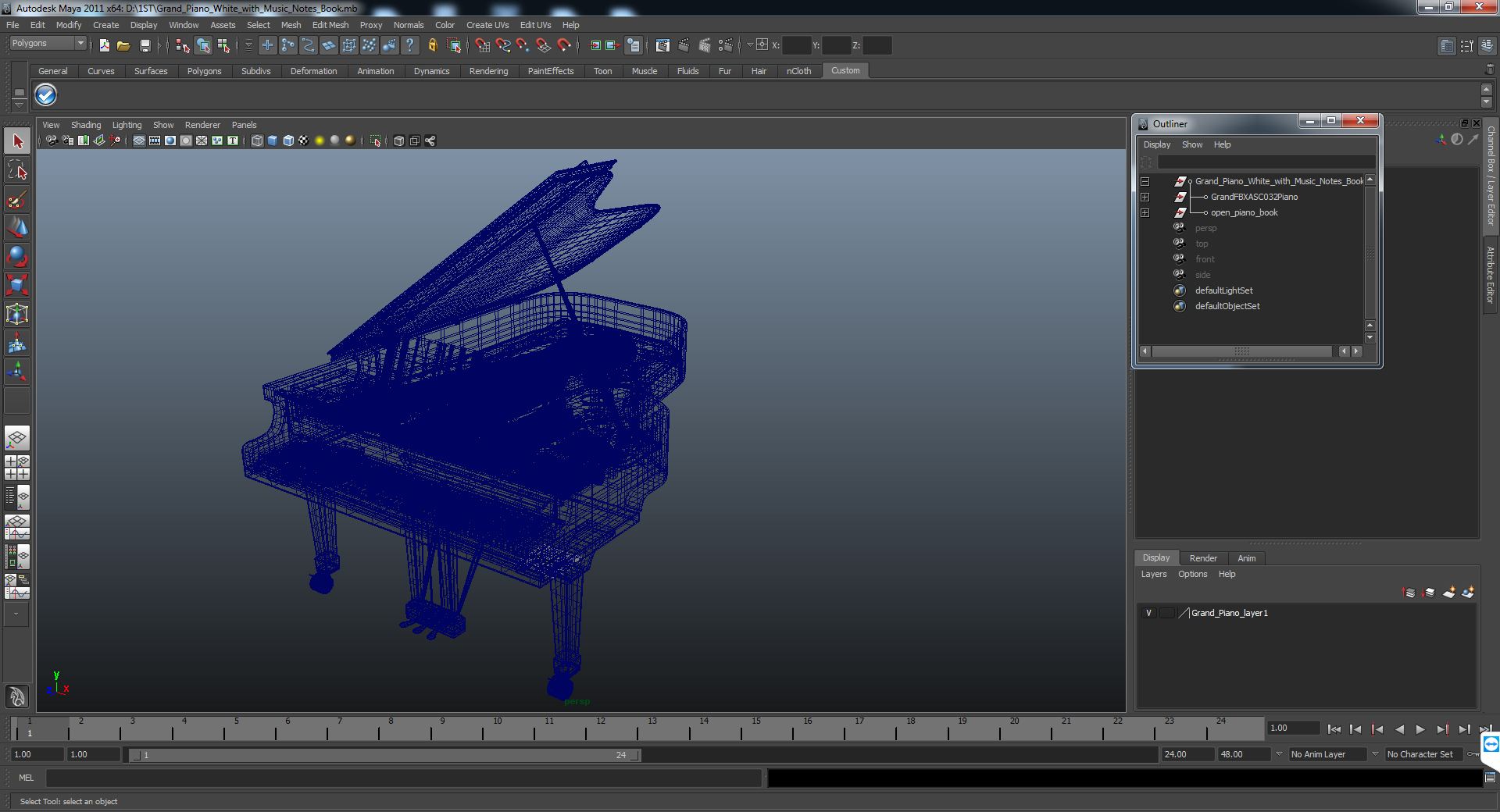 Grand Piano White with Music Notes Book 3D model