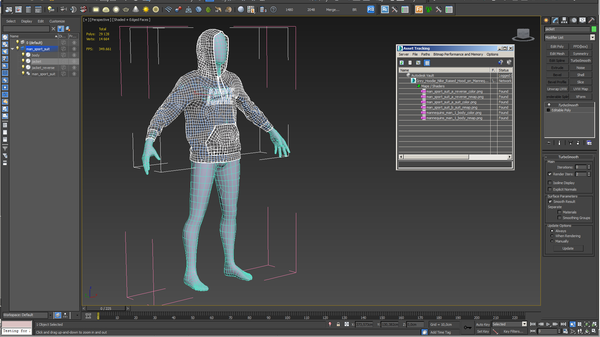 3D Grey Hoodie Nike Raised Hood on Mannequin