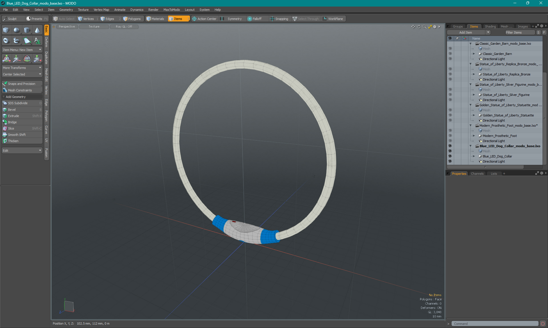 Blue LED Dog Collar 3D model