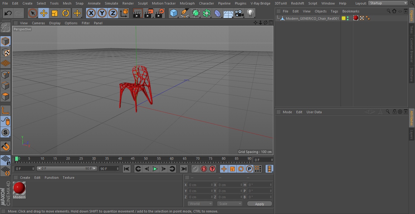 3D model Modern GENERICO Chair Red
