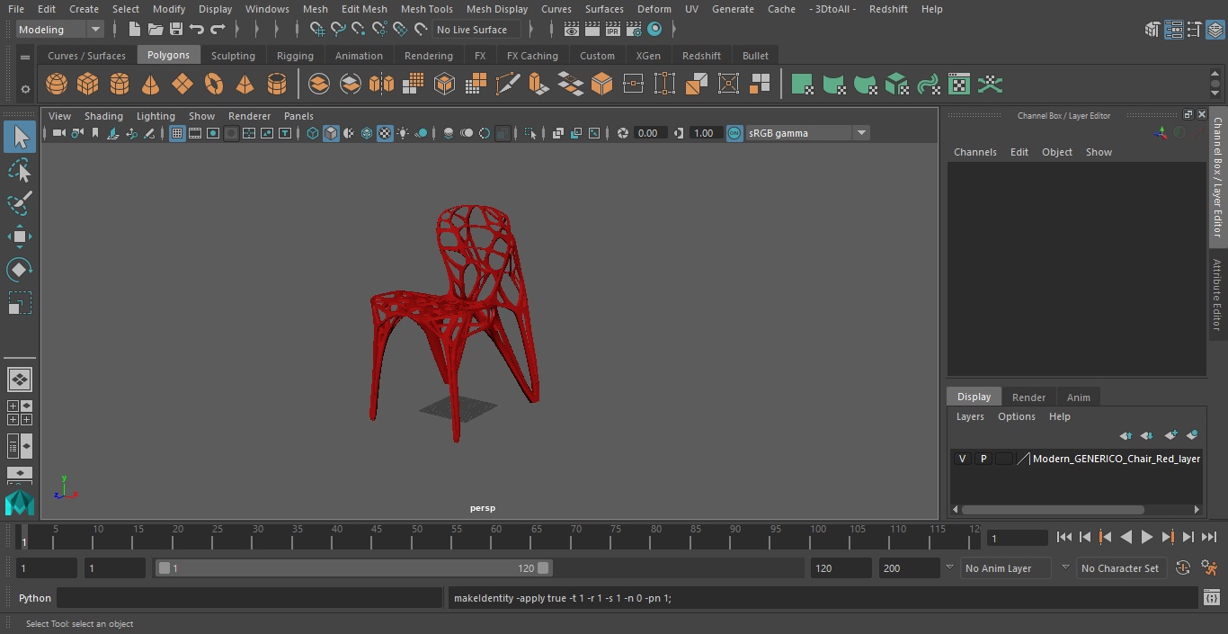 3D model Modern GENERICO Chair Red