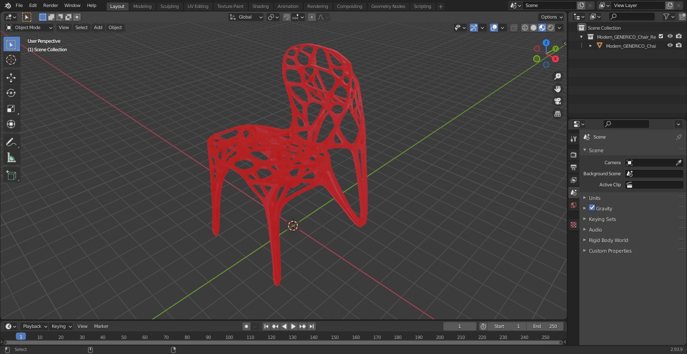 3D model Modern GENERICO Chair Red