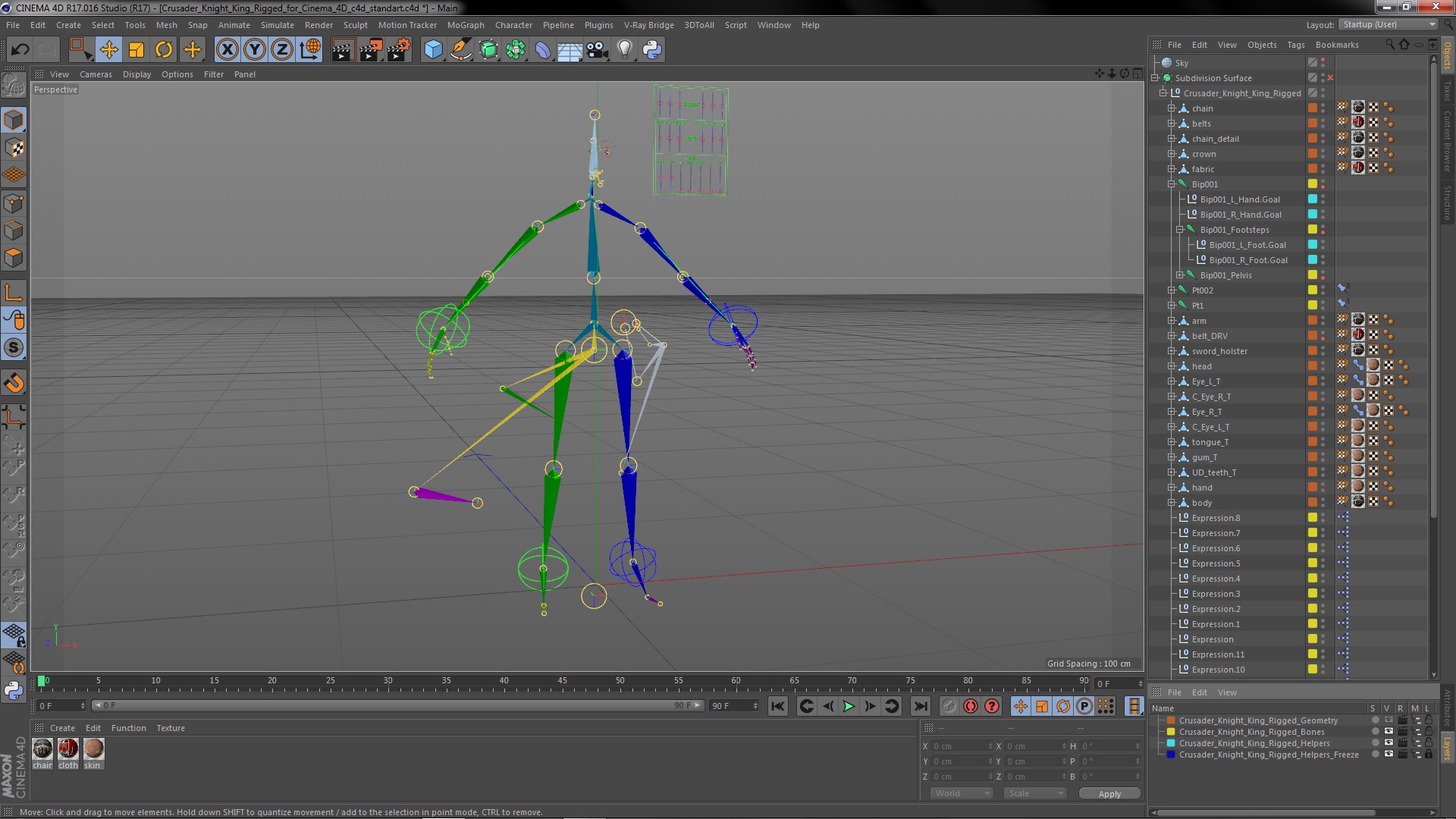 3D Crusader Knight King Rigged for Cinema 4D