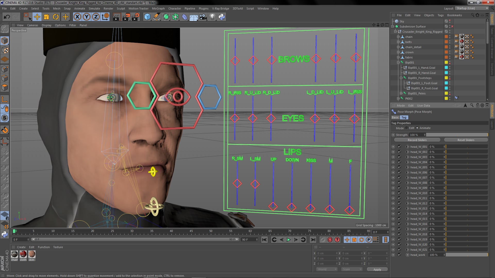 3D Crusader Knight King Rigged for Cinema 4D