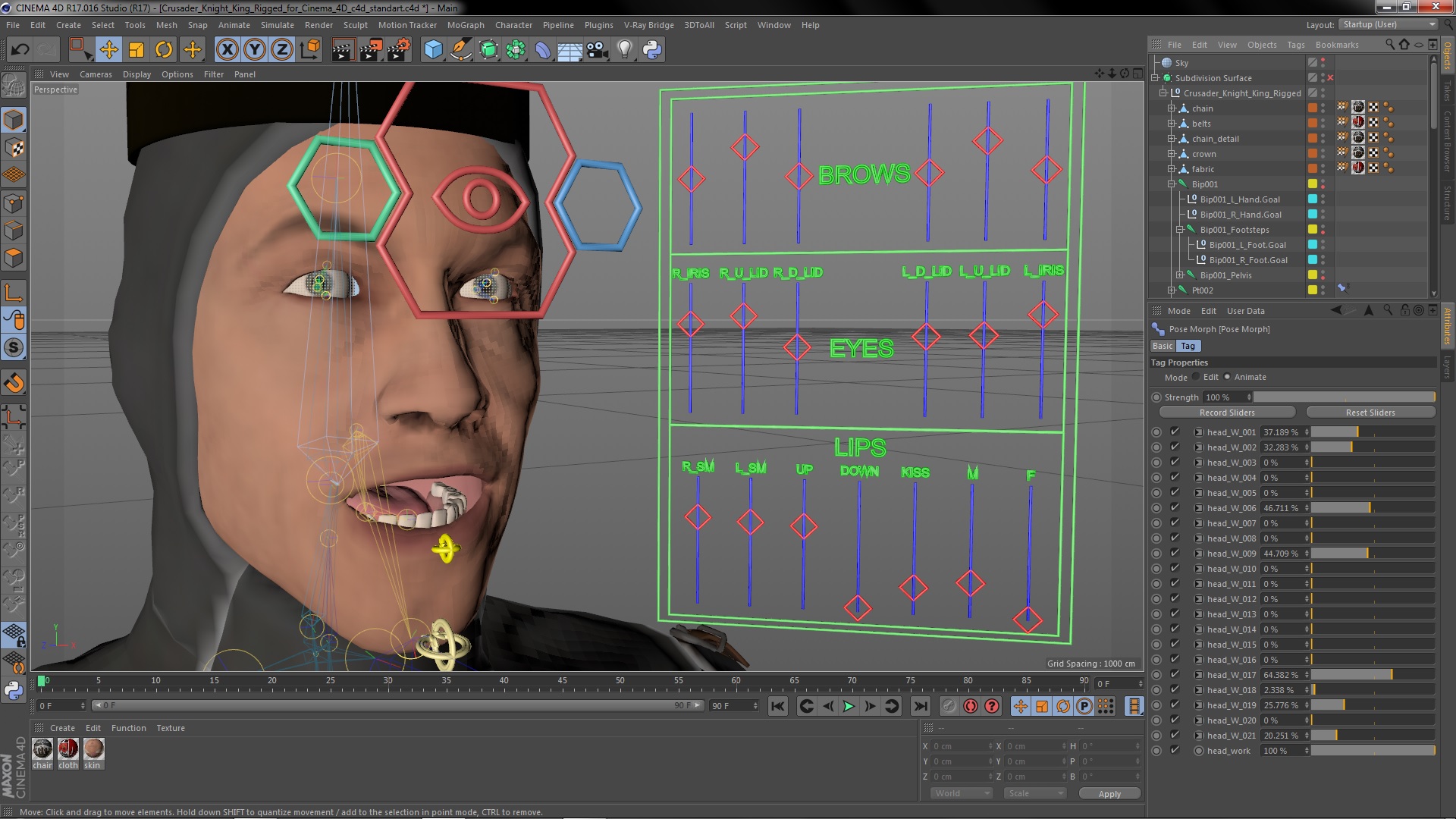 3D Crusader Knight King Rigged for Cinema 4D