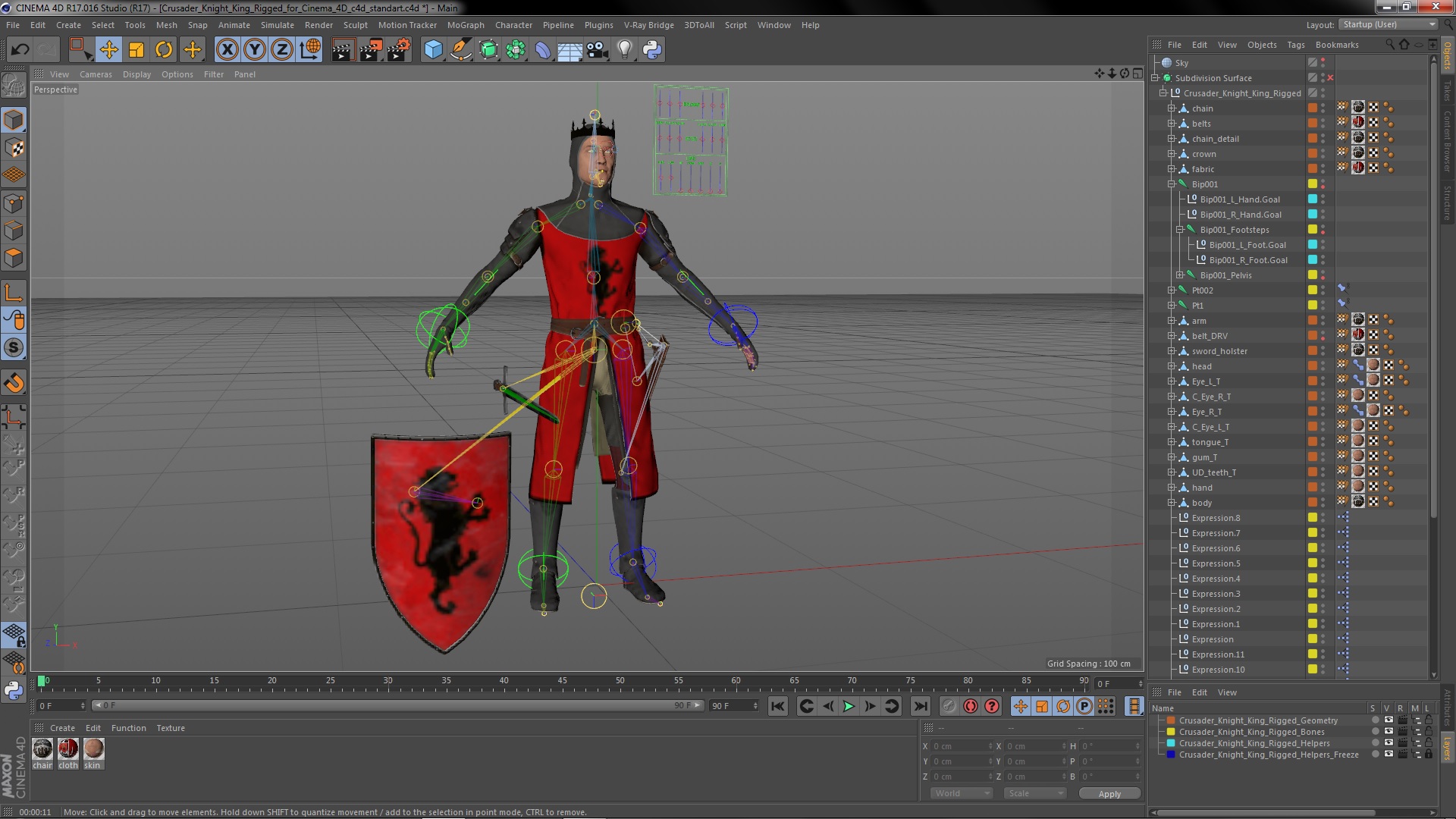 3D Crusader Knight King Rigged for Cinema 4D