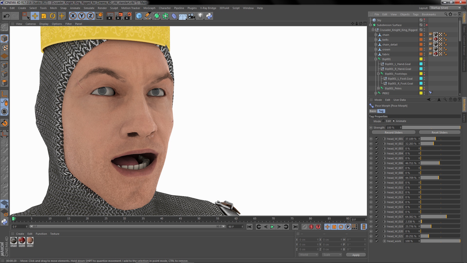 3D Crusader Knight King Rigged for Cinema 4D