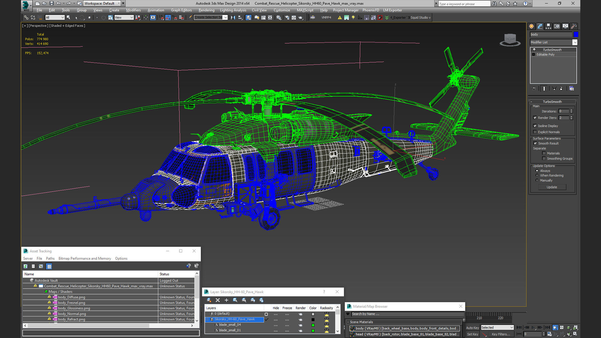 3D Combat Rescue Helicopter Sikorsky HH60 Pave Hawk model