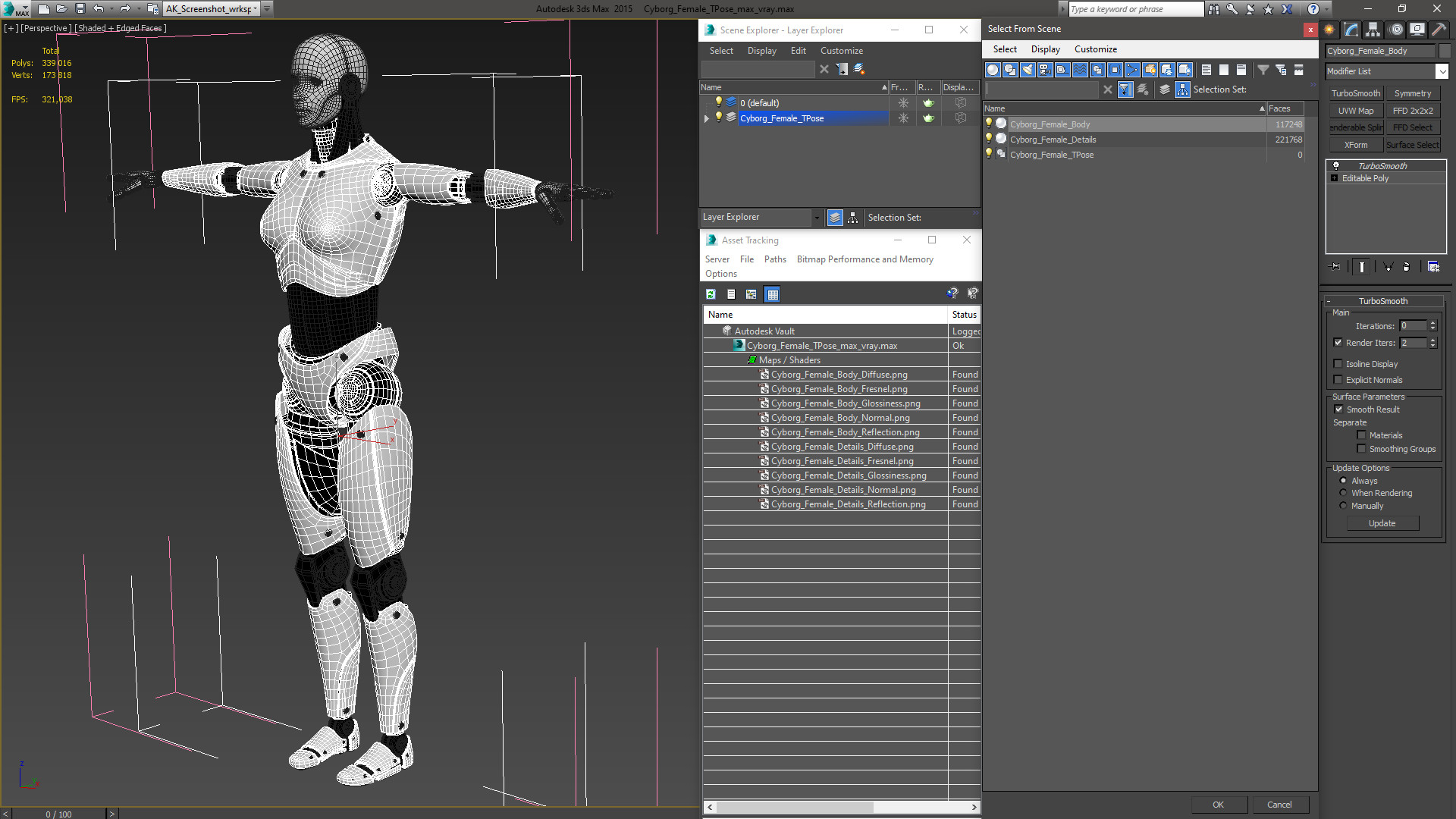 Cyborg Female TPose 3D model