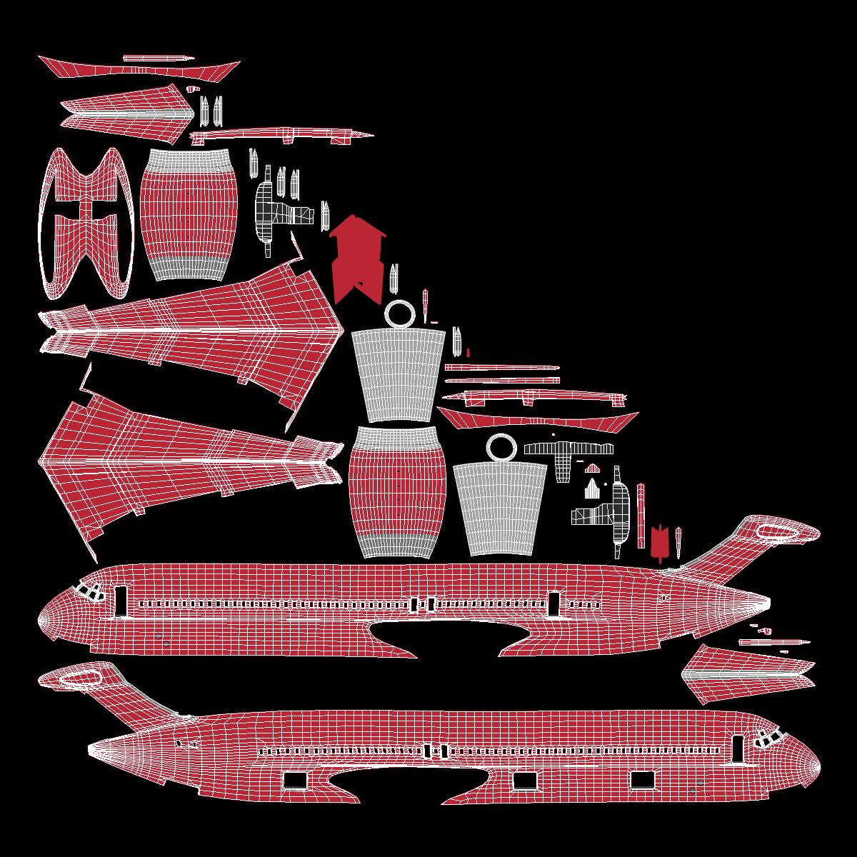 3D Airlainer Generic Red Rigged model