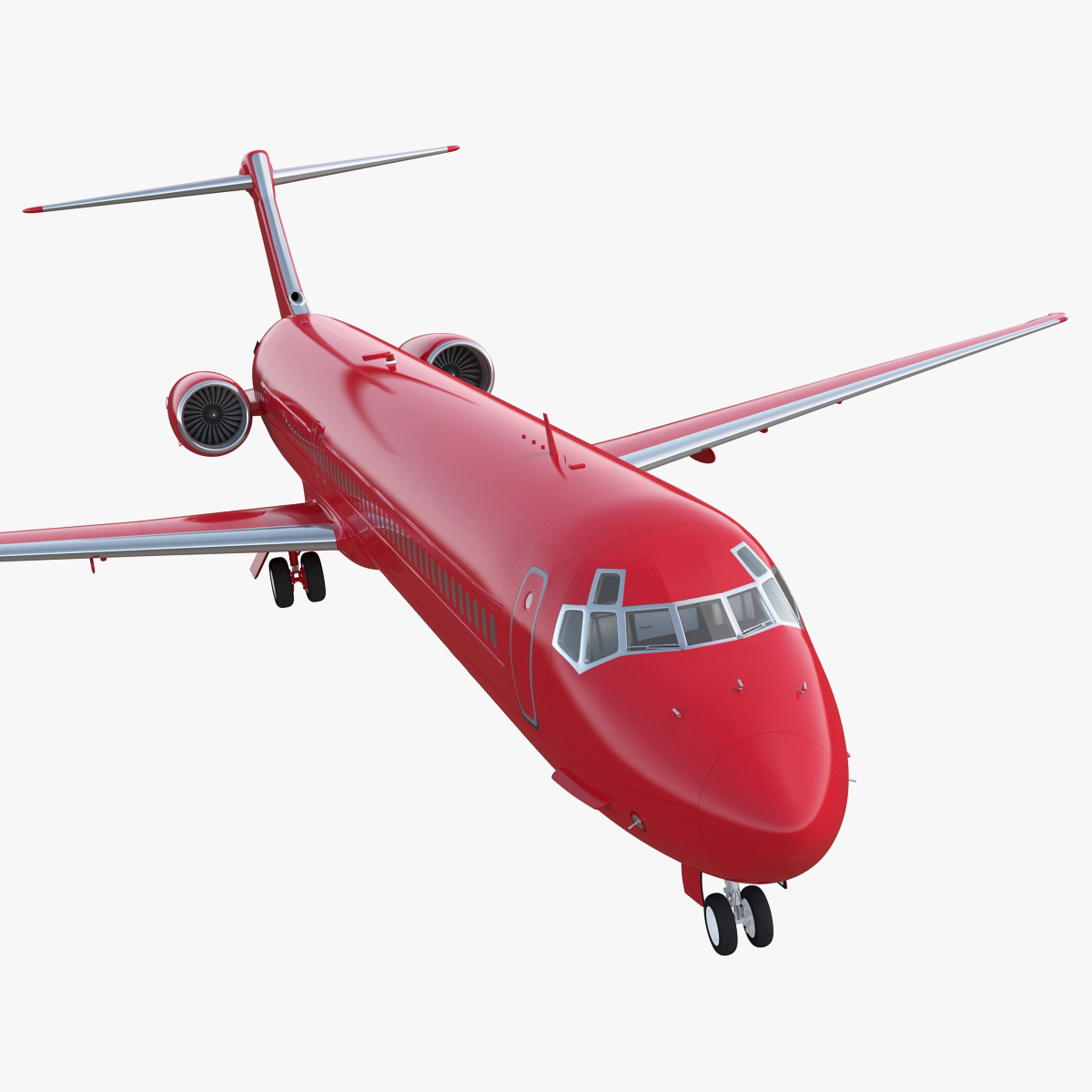 Airliner Generic Red Rigged 3D Model
