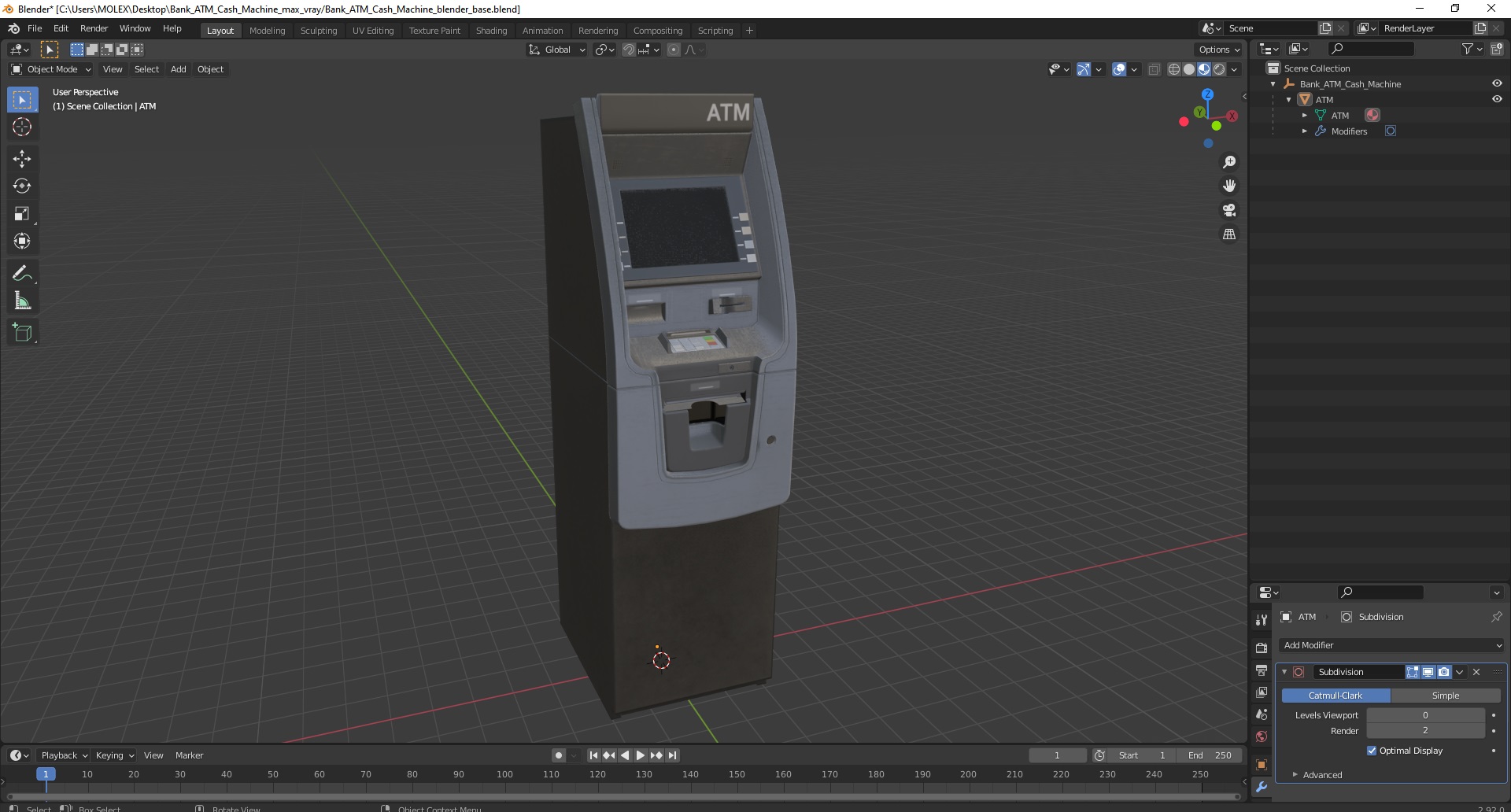 3D Bank ATM Cash Machine