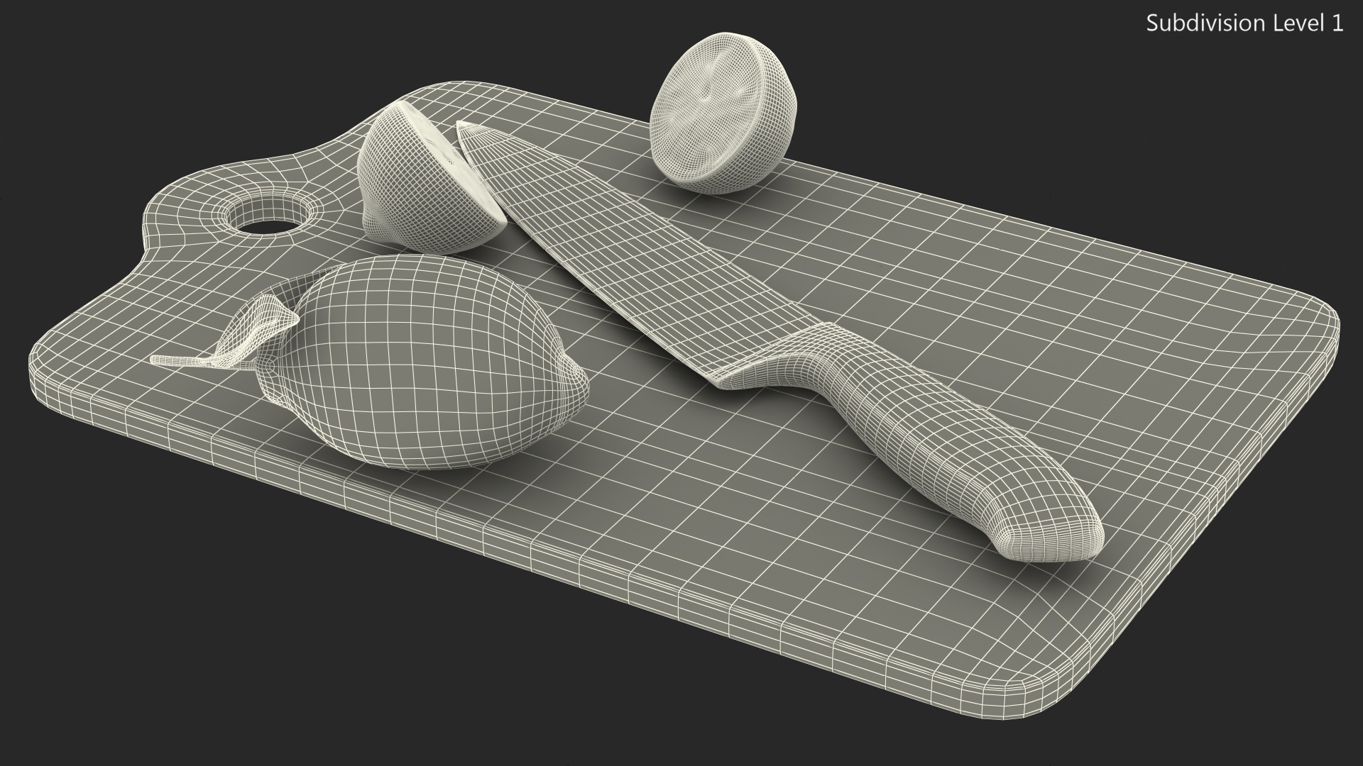 3D model Chopping Board with Lemon