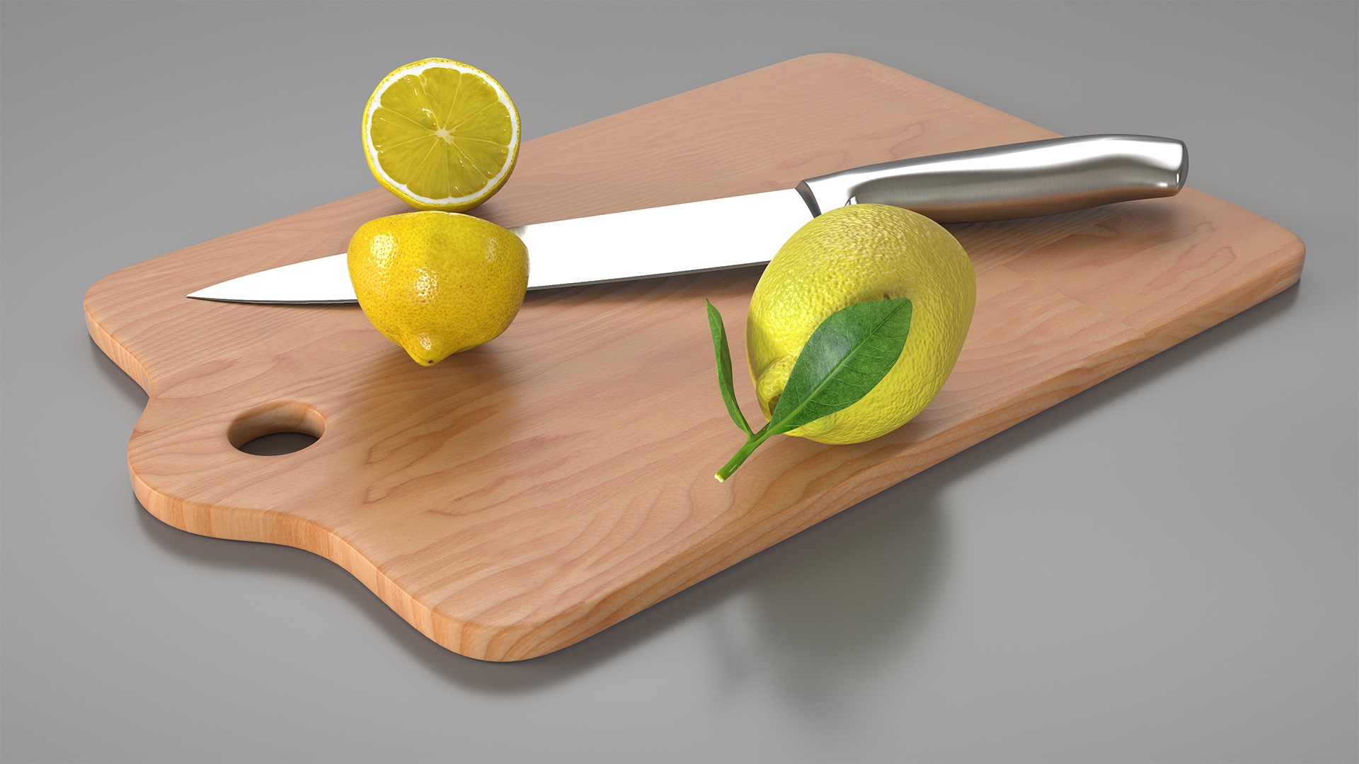 3D model Chopping Board with Lemon