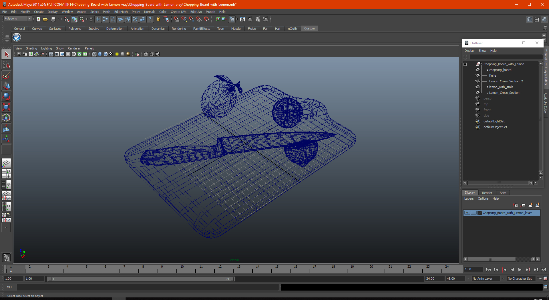 3D model Chopping Board with Lemon