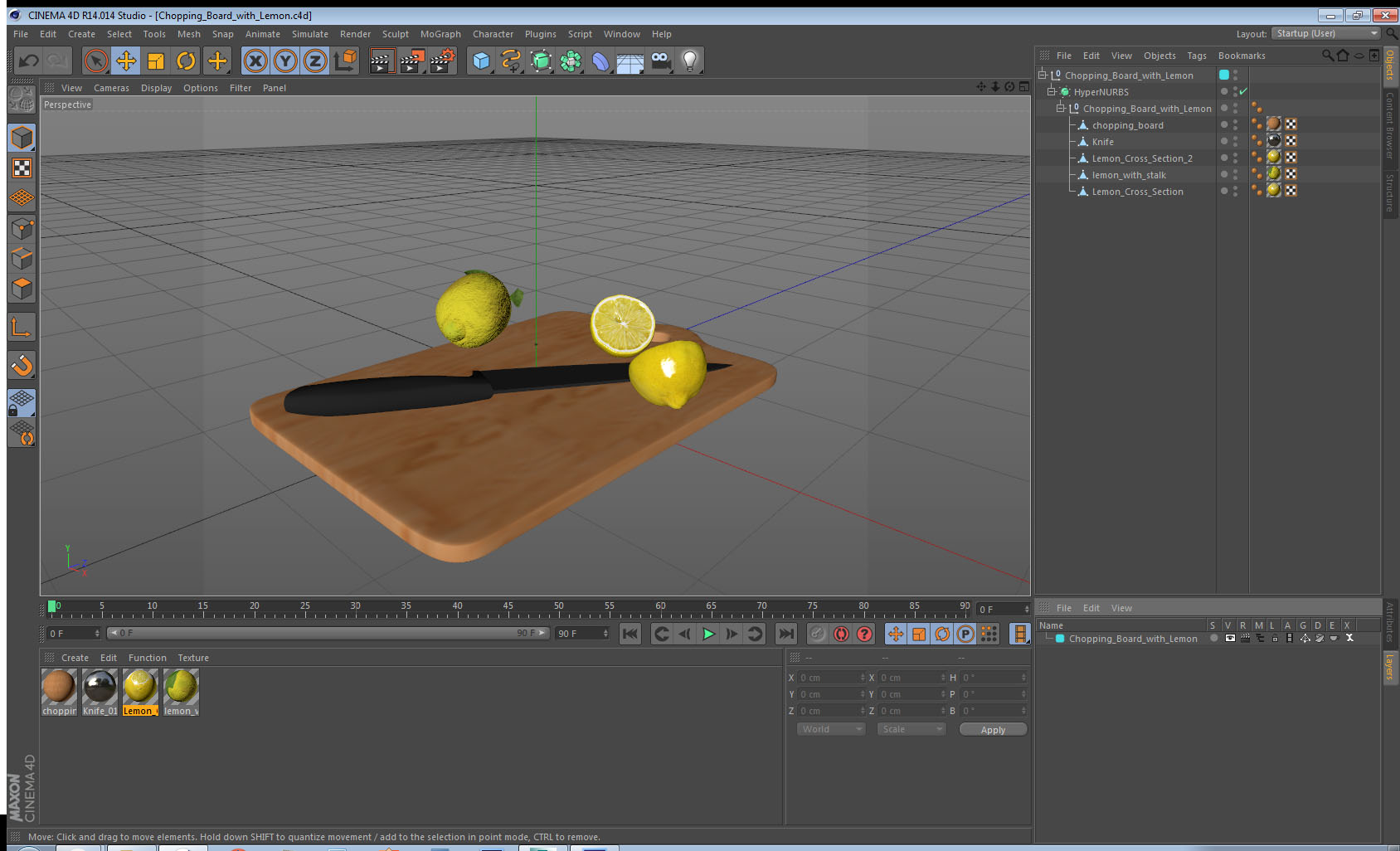 3D model Chopping Board with Lemon
