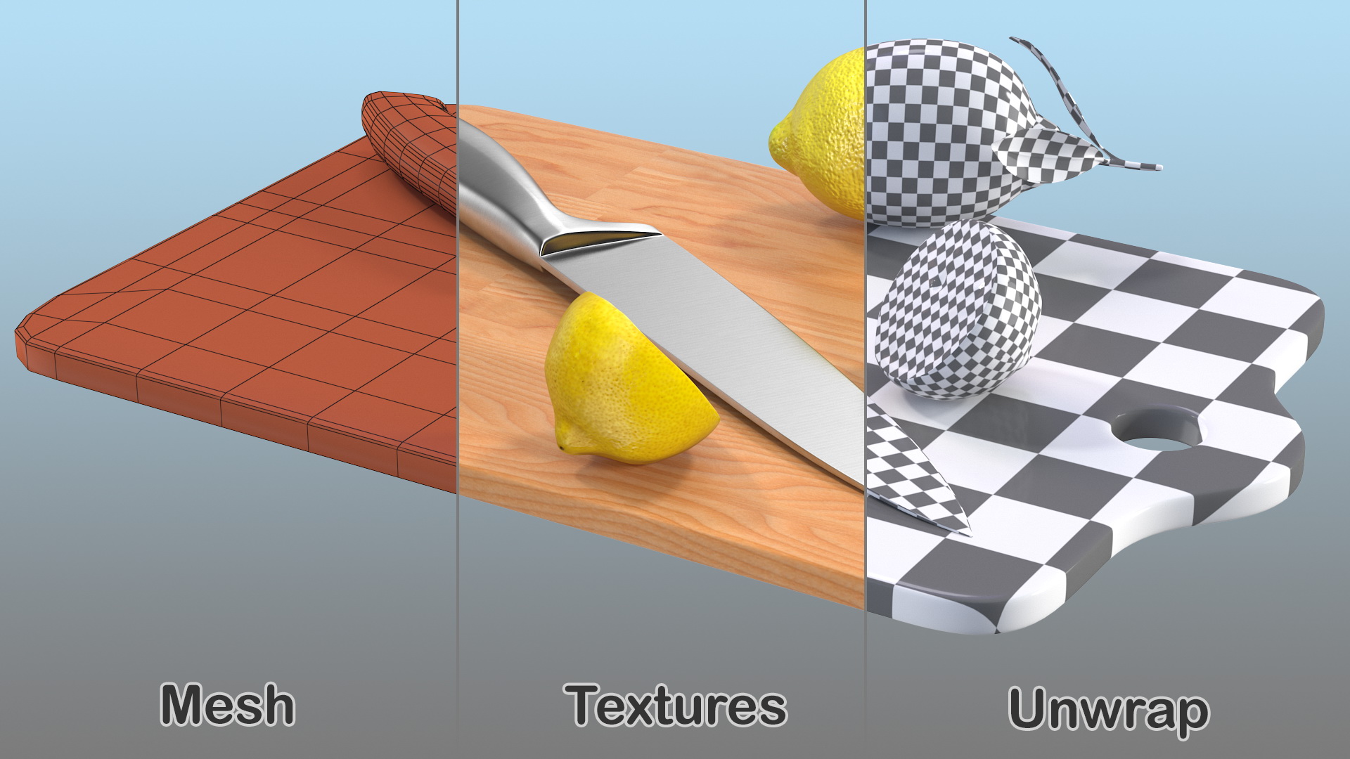 3D model Chopping Board with Lemon
